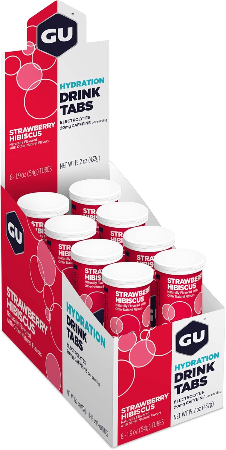 GU Energy Hydration Electrolyte Drink Tablets, Strawberry Hibiscus Flavor, 48 Servings for Running, Cycling, Triathlon