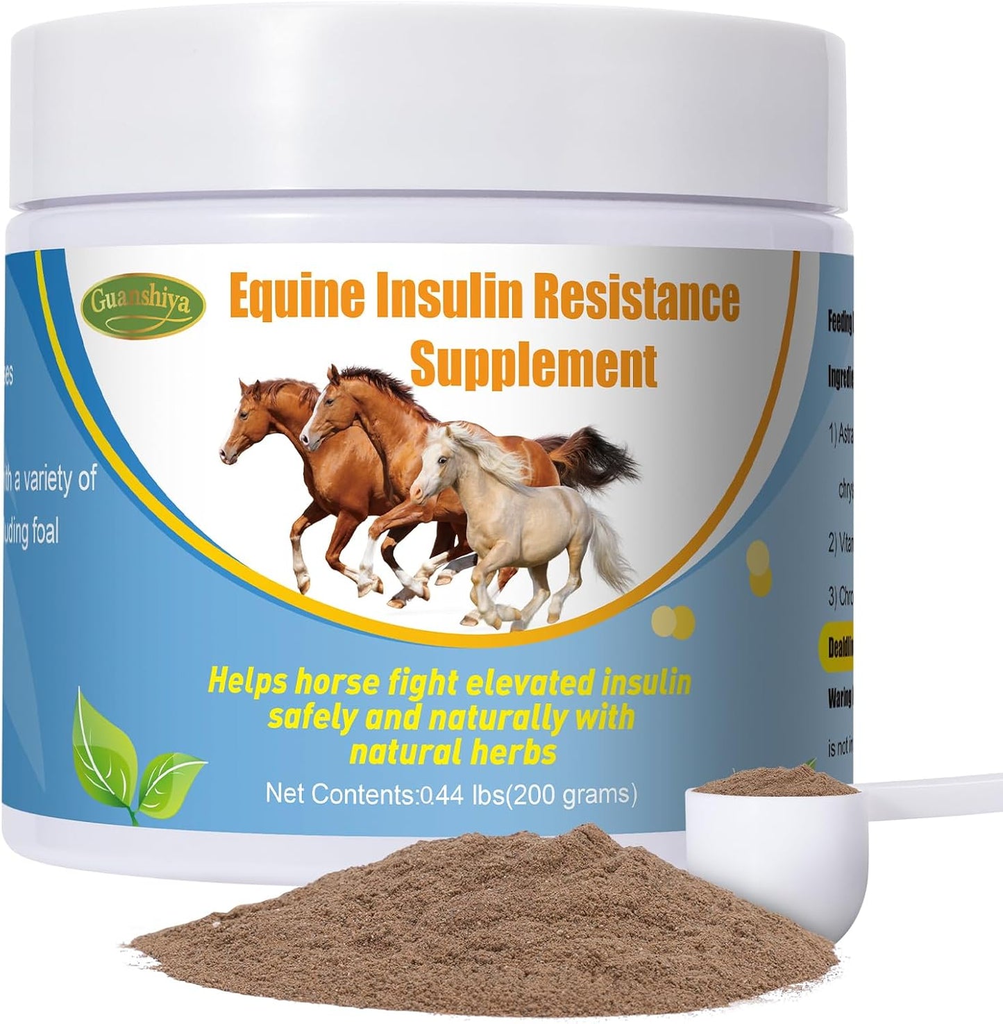 Guanshiya Equine Insulin Resistance Supplement: Supports Horses with High Insulin, Laminitis, Cushing's, Sore Feet - 0.44 lbs