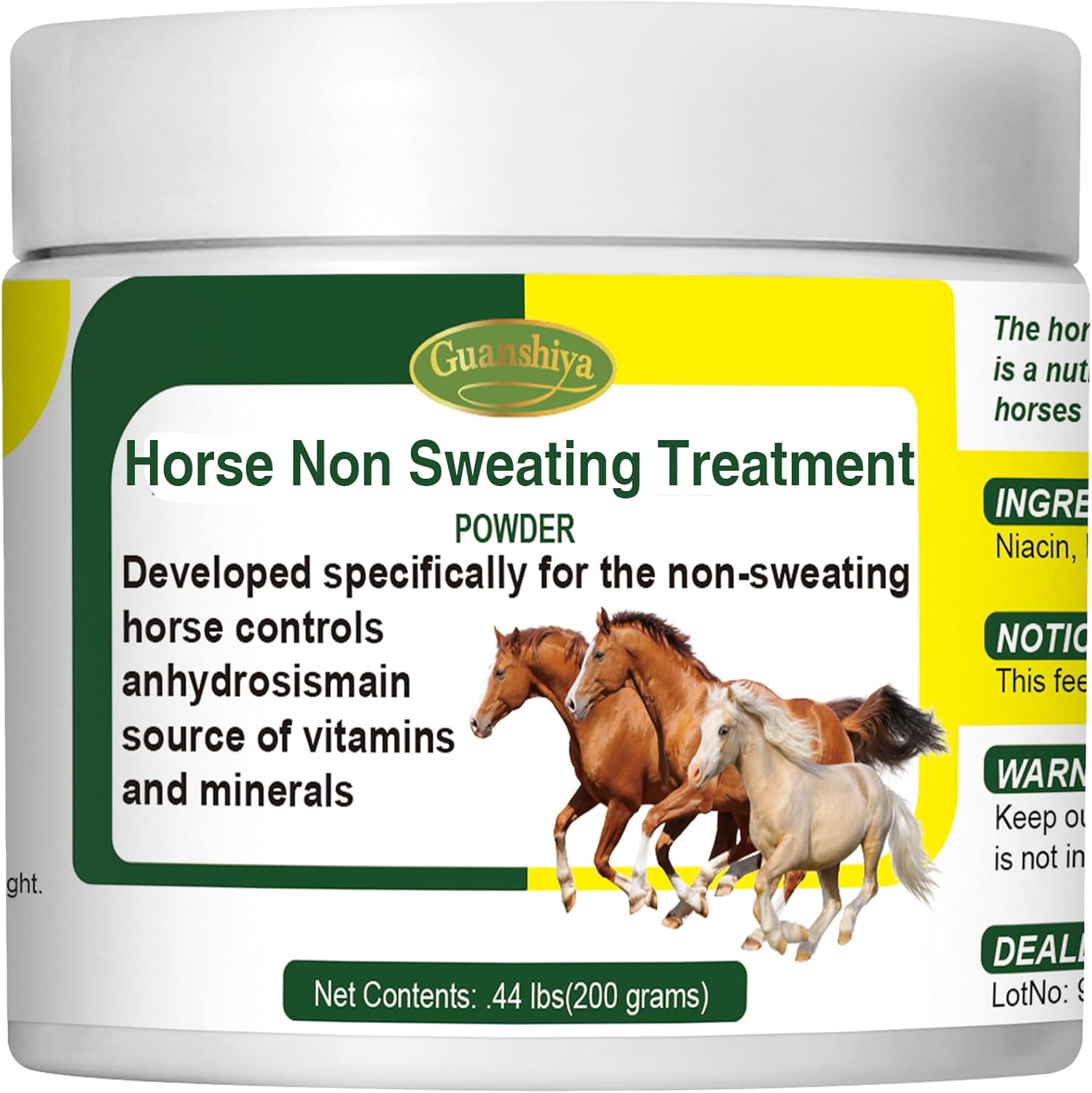 Guanshiya Horse Anhidrosis Treatment for Healthy Temperature Regulation - Stop Sweat, AC, Old, Mare, Gelding - Summer Use