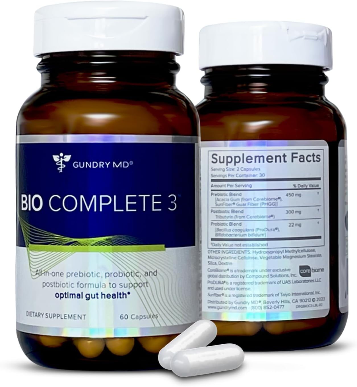 Gundry MD 3-in-1 Probiotic Supplement for Gut Health, Digestion, Bloating, Energy, Skin, and Focus - 30-Day Supply