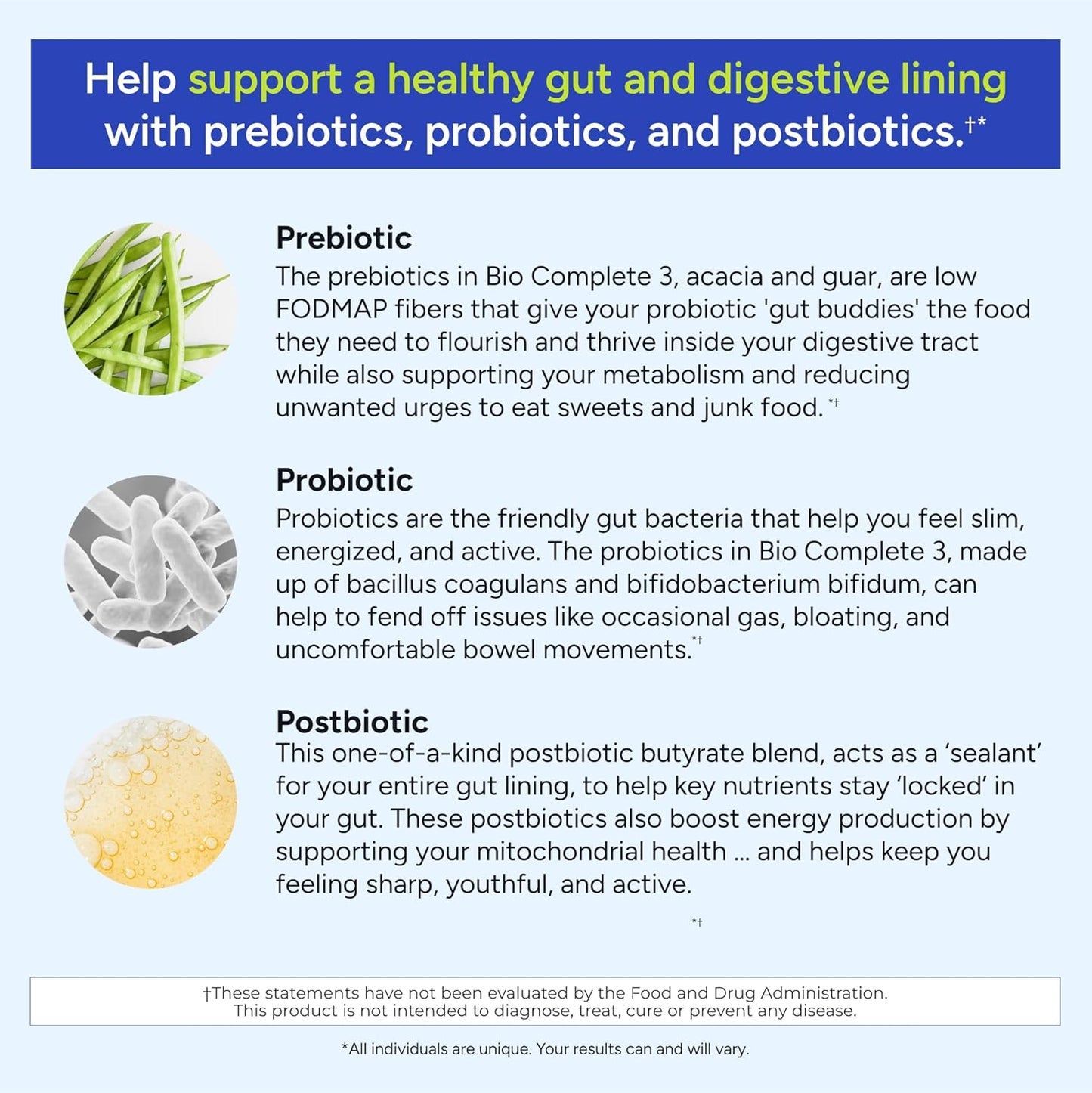 Gundry MD Bio Complete 3: 3-in-1 Probiotic Supplement for Gut Health, Digestion, Bloating, Gas, Energy, Skin, and Focus - 30 Day Supply