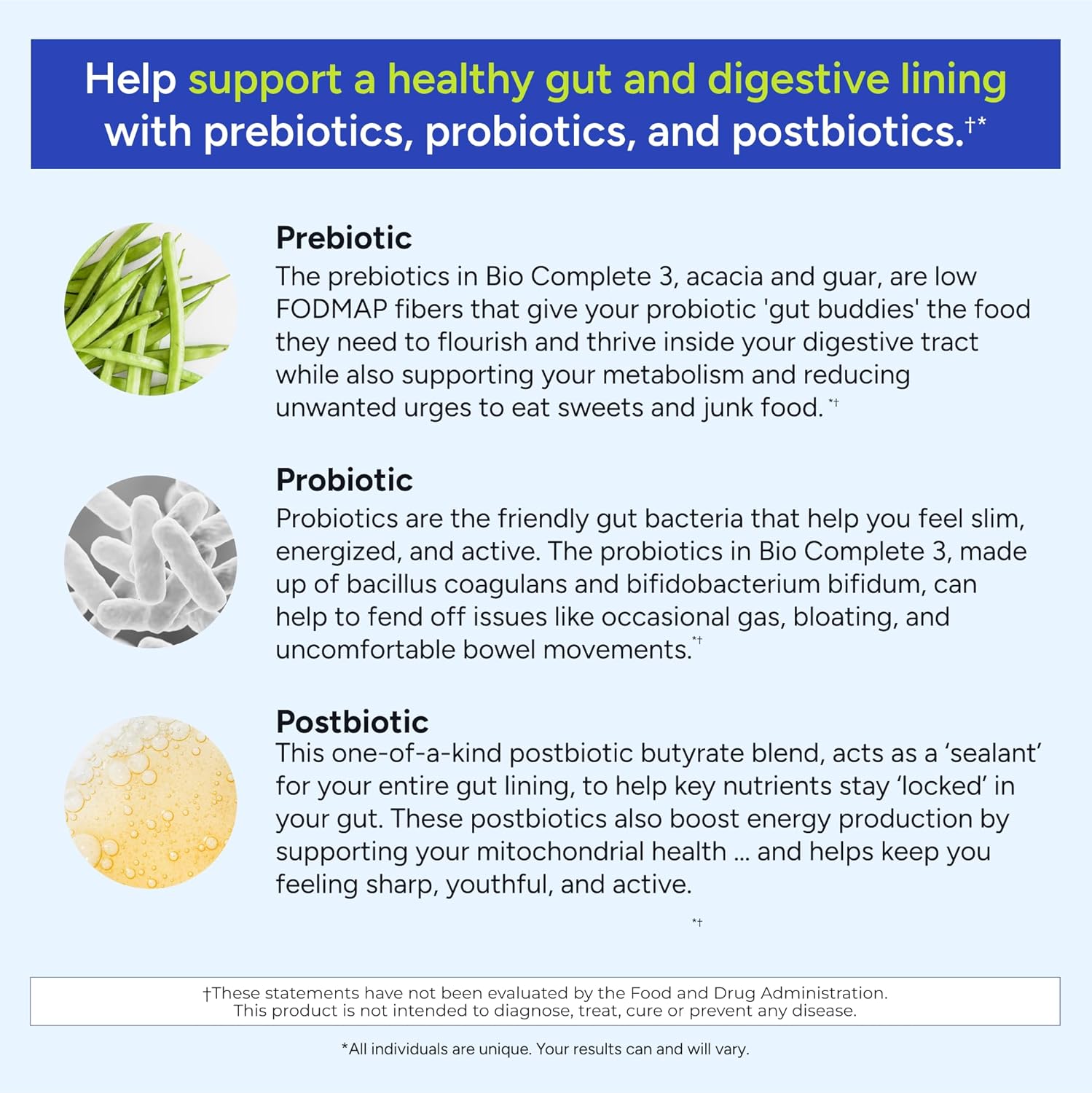 Gundry MD Bio Complete 3: 3-in-1 Probiotic Supplement for Gut Health, Digestion, Bloating, Gas, Energy, Skin, and Focus - 30 Day Supply