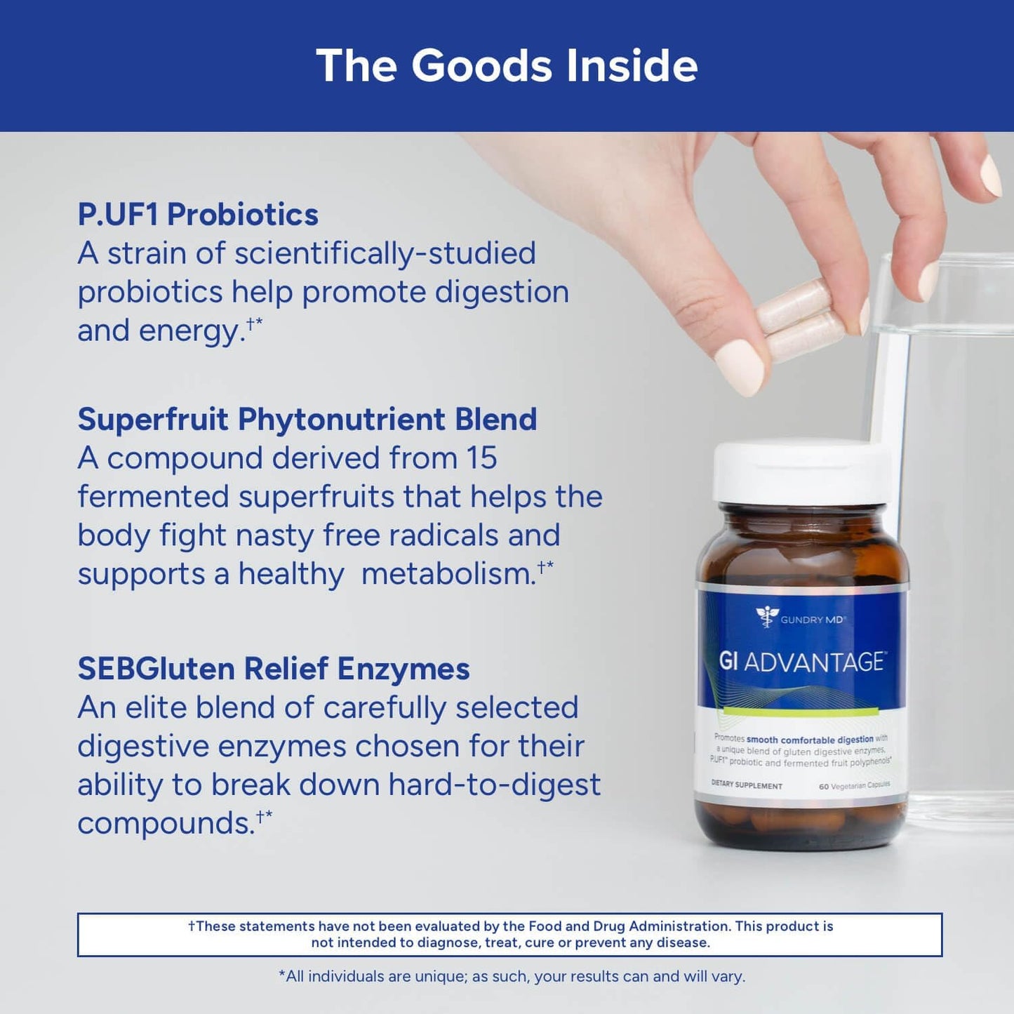 Gundry MD GI Advantage: Probiotic & Digestive Enzyme Gut Supplement with Superfruit Extracts - 30 Servings