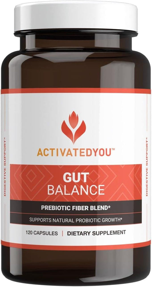 Gut Balance Prebiotic Fiber Blend Capsules for Digestive Health & Sustained Energy - Men and Women's Prebiotics.
