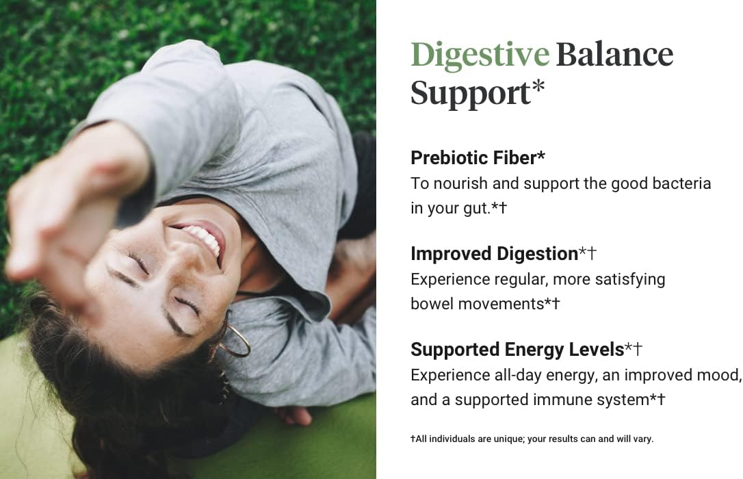 Gut Balance Prebiotic Fiber Blend Capsules for Digestive Health & Sustained Energy - Men and Women's Prebiotics.