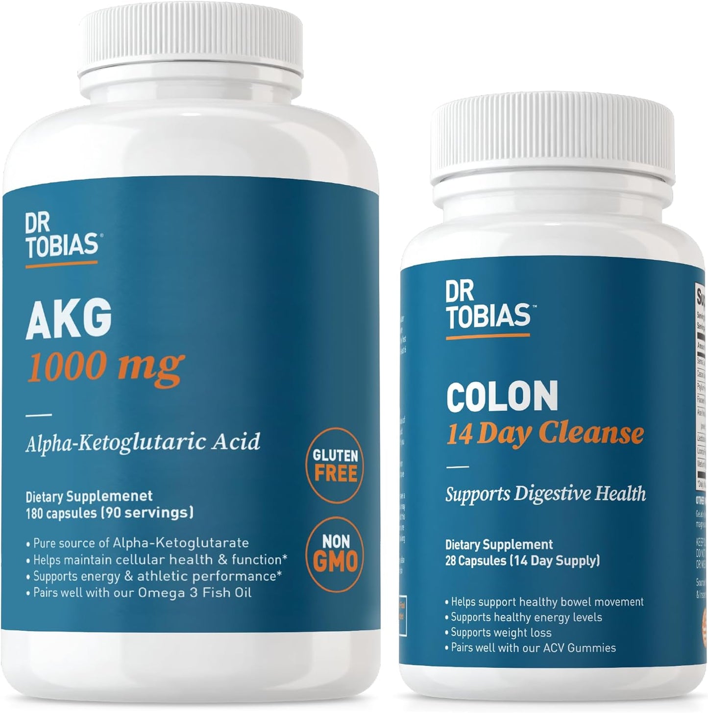 Gut Detox & Metabolism Support: Dr. Tobias AKG Supplement & 14 Day Colon Cleanse - Non-GMO Formula for Cellular Energy & Digestive Health