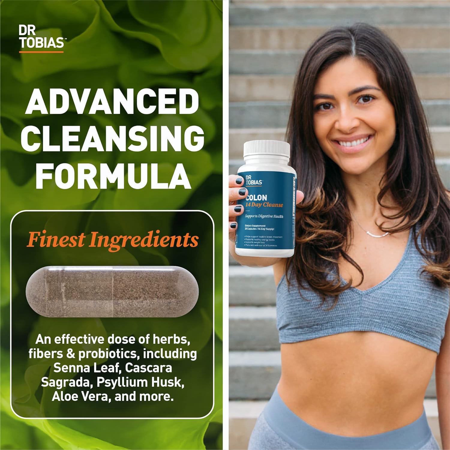 Gut Detox & Metabolism Support: Dr. Tobias AKG Supplement & 14 Day Colon Cleanse - Non-GMO Formula for Cellular Energy & Digestive Health