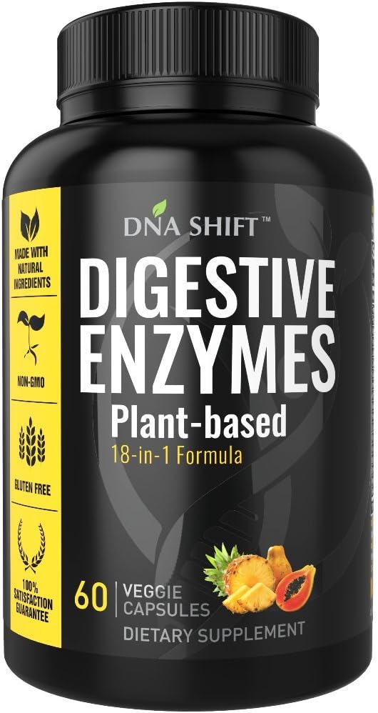 Gut Health Digestive Enzymes for Men and Women - Supports Digestive Health - Helps with Constipation, Bloating, and Gas - Suitable for All Diets - 60 CT