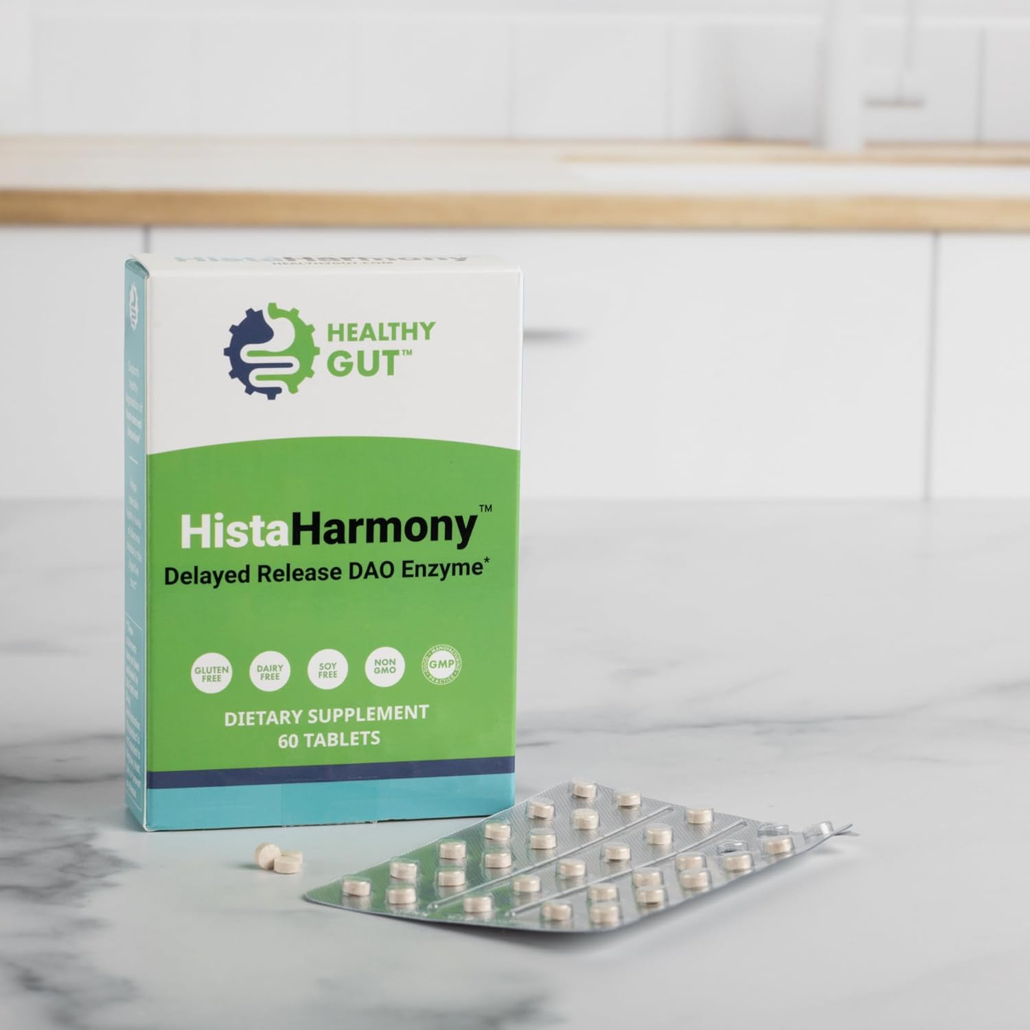 Gut Health Support Enzyme 30,000 HDU | Delayed-Release DAO Diamine Oxidase | HistaHarmony | 60 Servings
