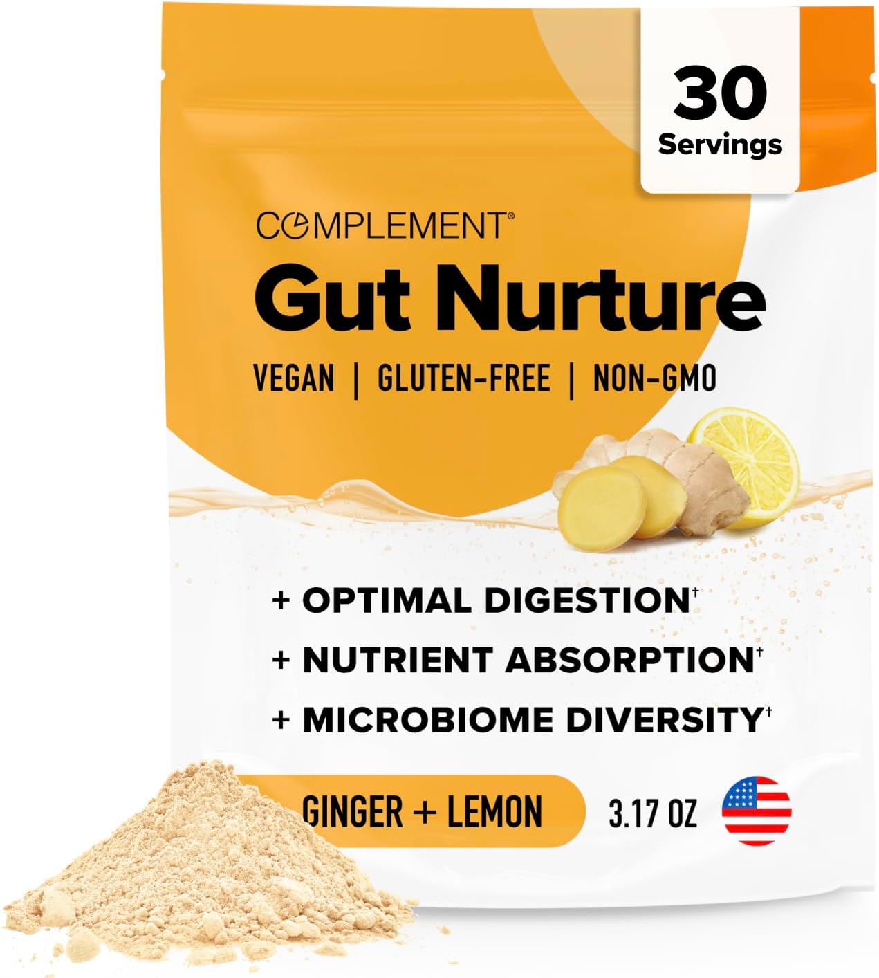Gut Nourish Prebiotic + Postbiotic Superfood Powder with Ginger Root - 30 Servings for Digestive Health and Leaky Gut Repair