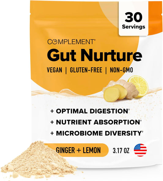 Gut Nourish Prebiotic + Postbiotic Superfood Powder with Ginger Root - 30 Servings for Digestive Health and Leaky Gut Repair