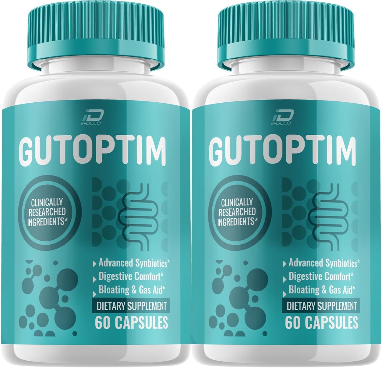 Gutoptim Advanced Probiotic Capsules for Digestive Health Support - 2 Pack (120 Capsules)