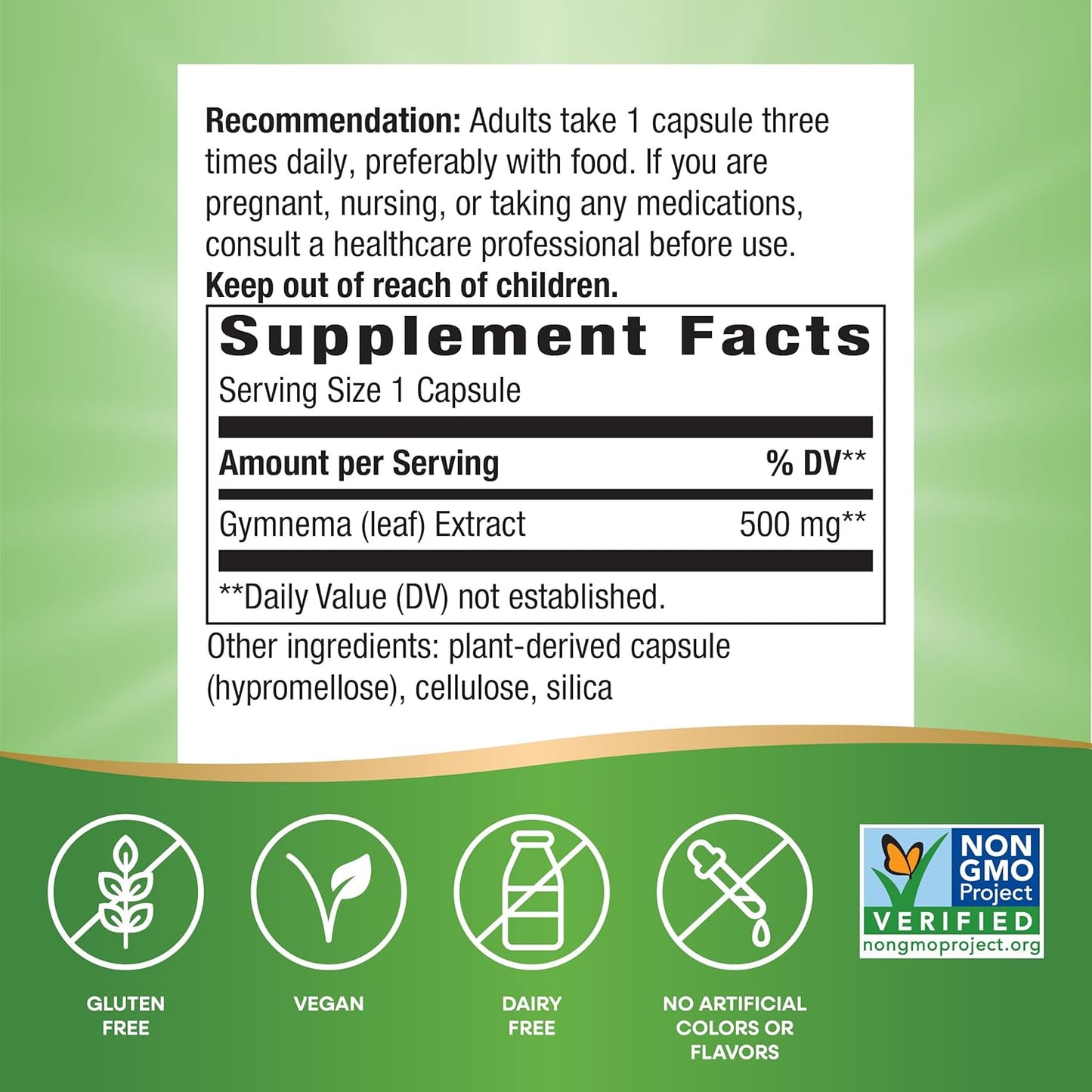 Gymnema Premium Extract for Carbohydrate Metabolism Support - 500mg, Non-GMO, 60 Vegan Capsules