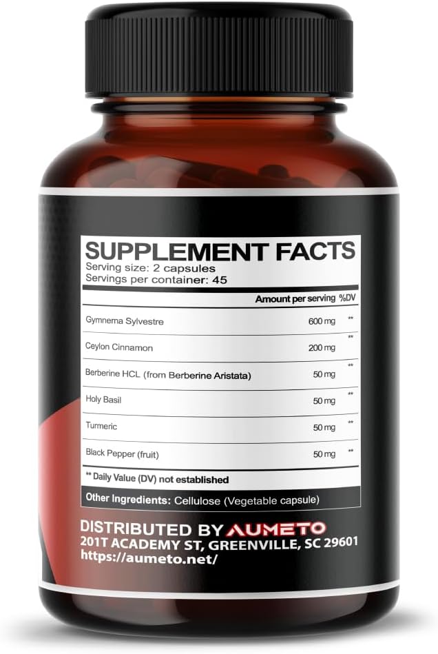 Gymnema Sylvestre Supplements with Berberine, Cinnamon, and Holy Basil for Immunity and Pancreatic Health