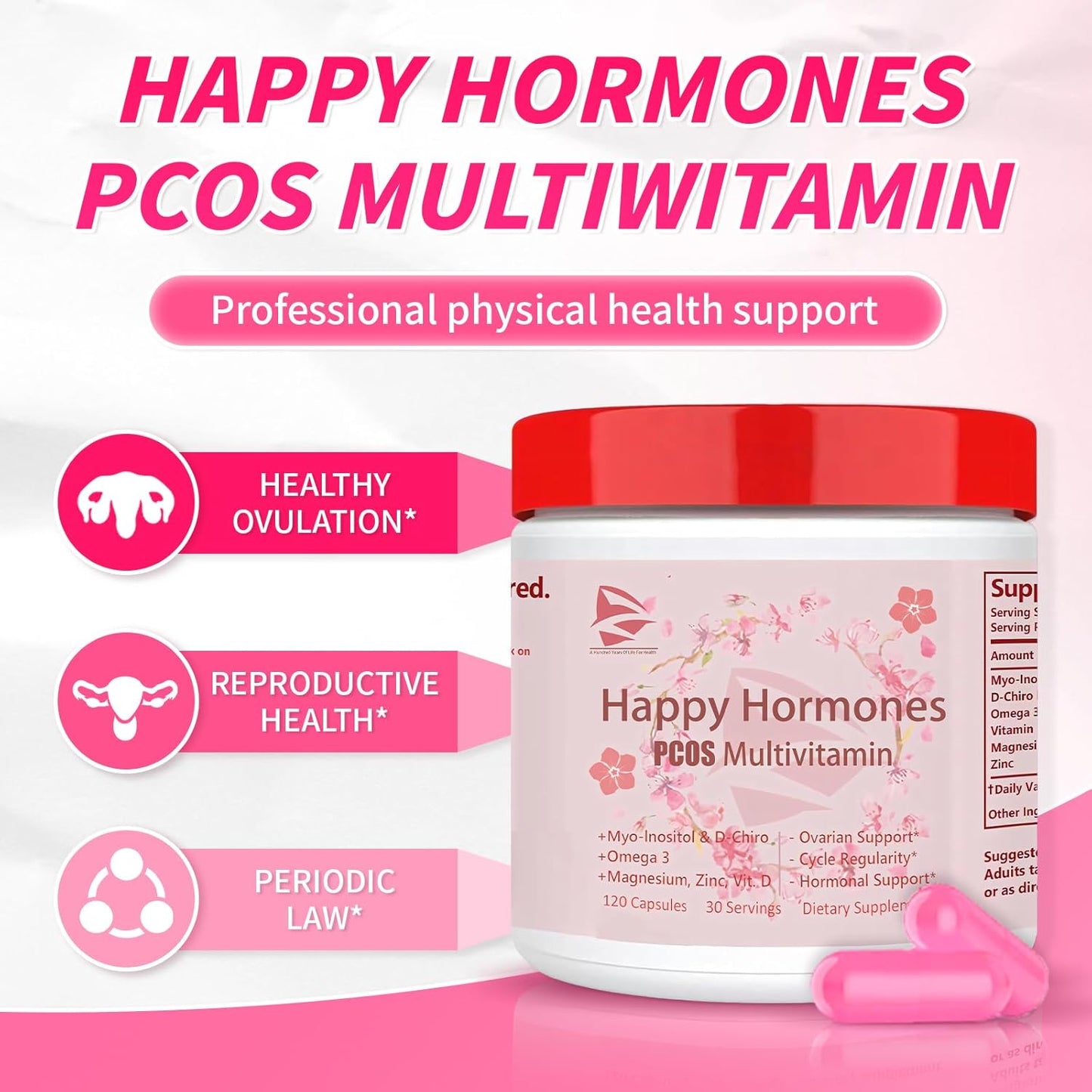 HAIION PCOS Multivitamin 2024: Hormone Balance & Menopause Support - 360 Capsules (3 Pack)