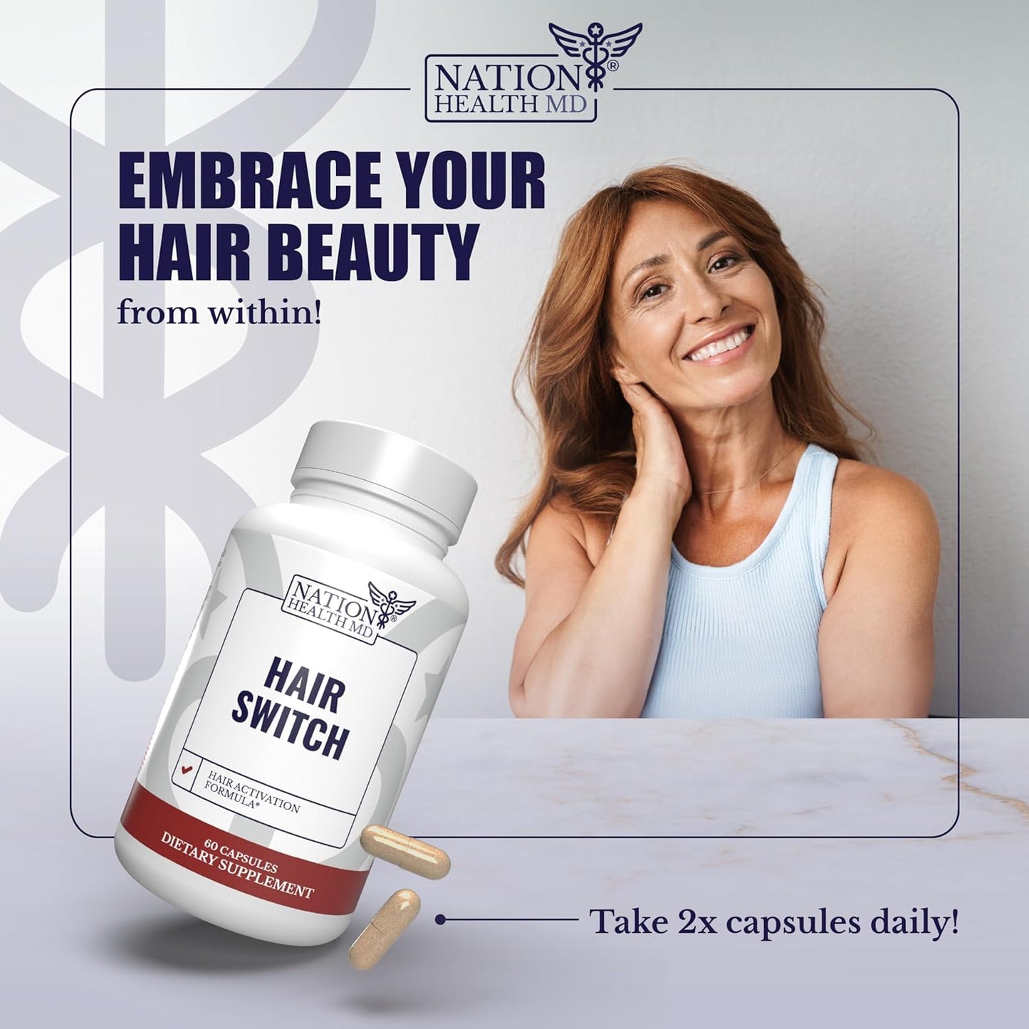 Hair Activation Formula with Biotin, Zinc, and Selenium - Hair and Scalp Supplements for Men and Women - NATION HEALTH MD, 1 Bottle