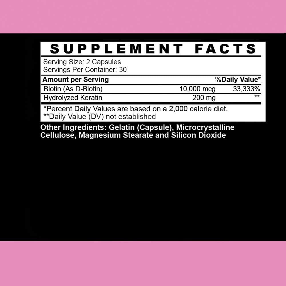 Hair Envy: Biotin + Keratin Supplement for Hair Growth, Nail Strength, and Skin Nourishment - 10,000 mcg (3-Bottles)