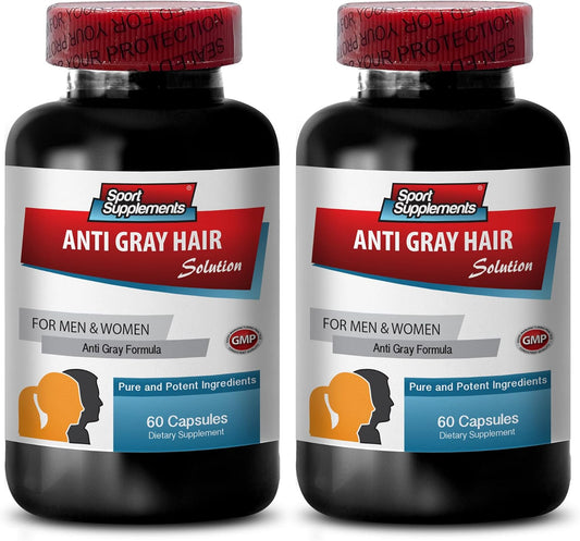 Hair Growth Supplement with Folic Acid - Anti Gray Hair Formula - Natural Hair Growth Capsules for Women - Biotin Vitamins for Hair, Skin, and Nails - 120 Capsules