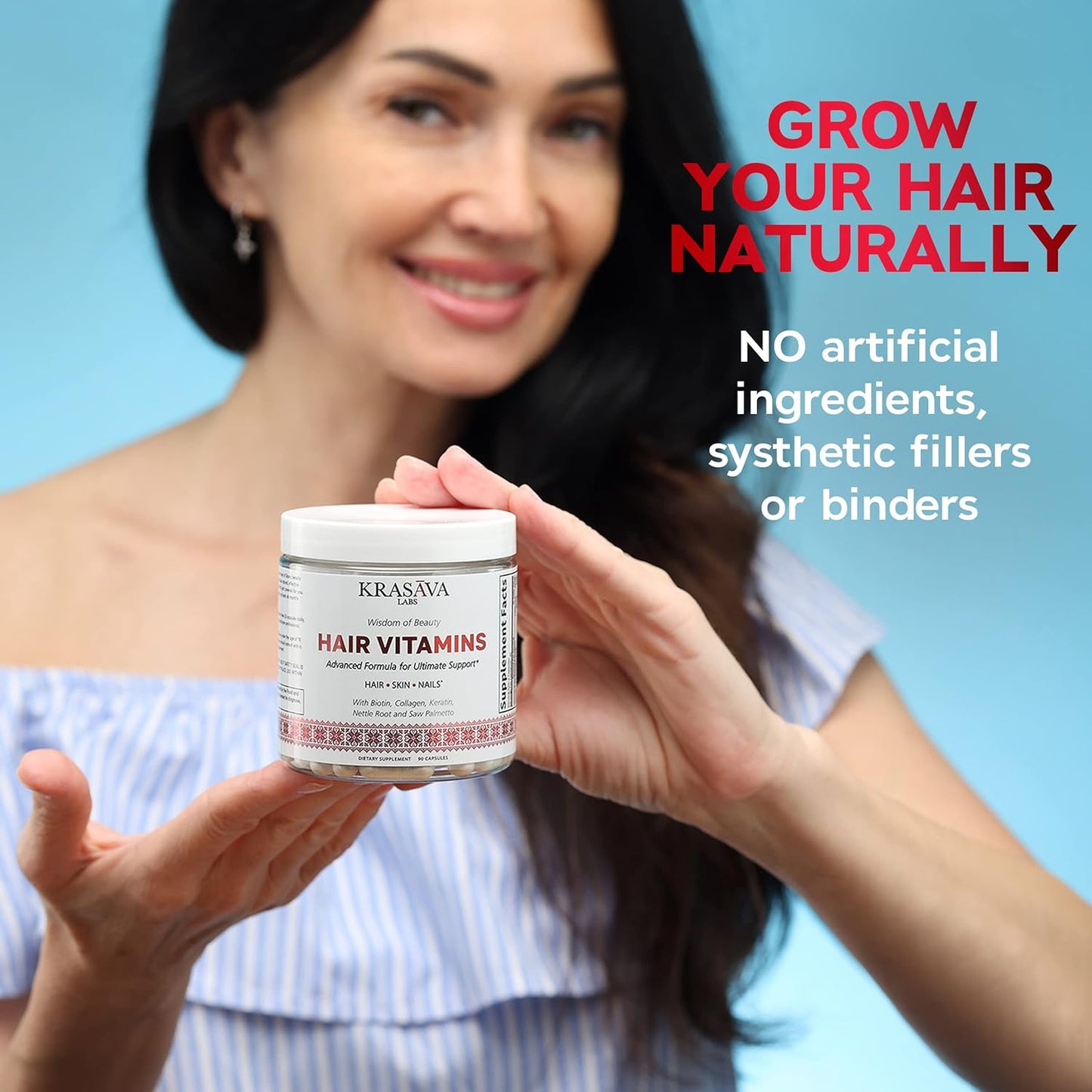 Hair Growth Vitamins with Biotin, Collagen, and Keratin for Healthy Hair - 90 Count