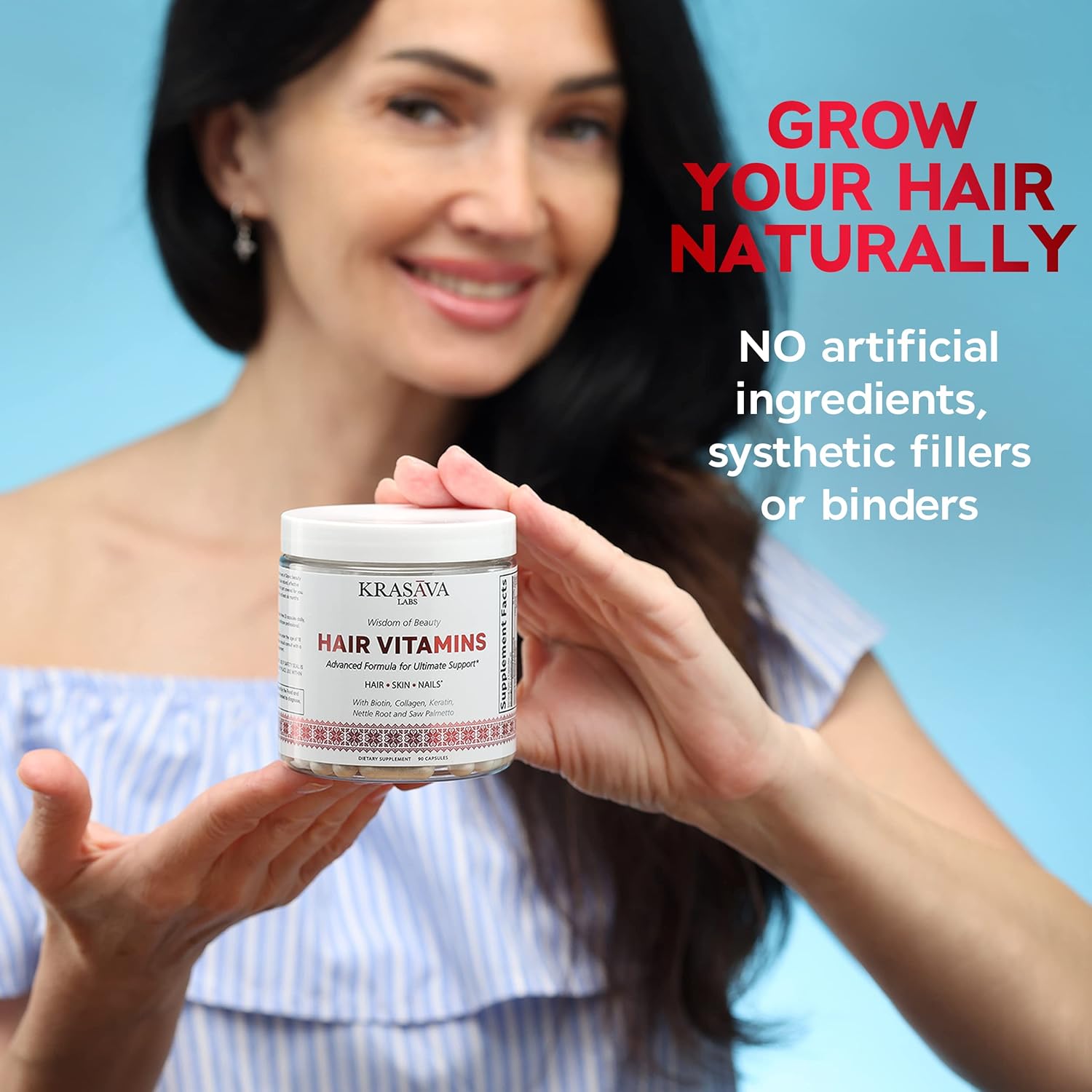 Hair Growth Vitamins with Biotin, Collagen, and Keratin for Healthy Hair - 90 Count