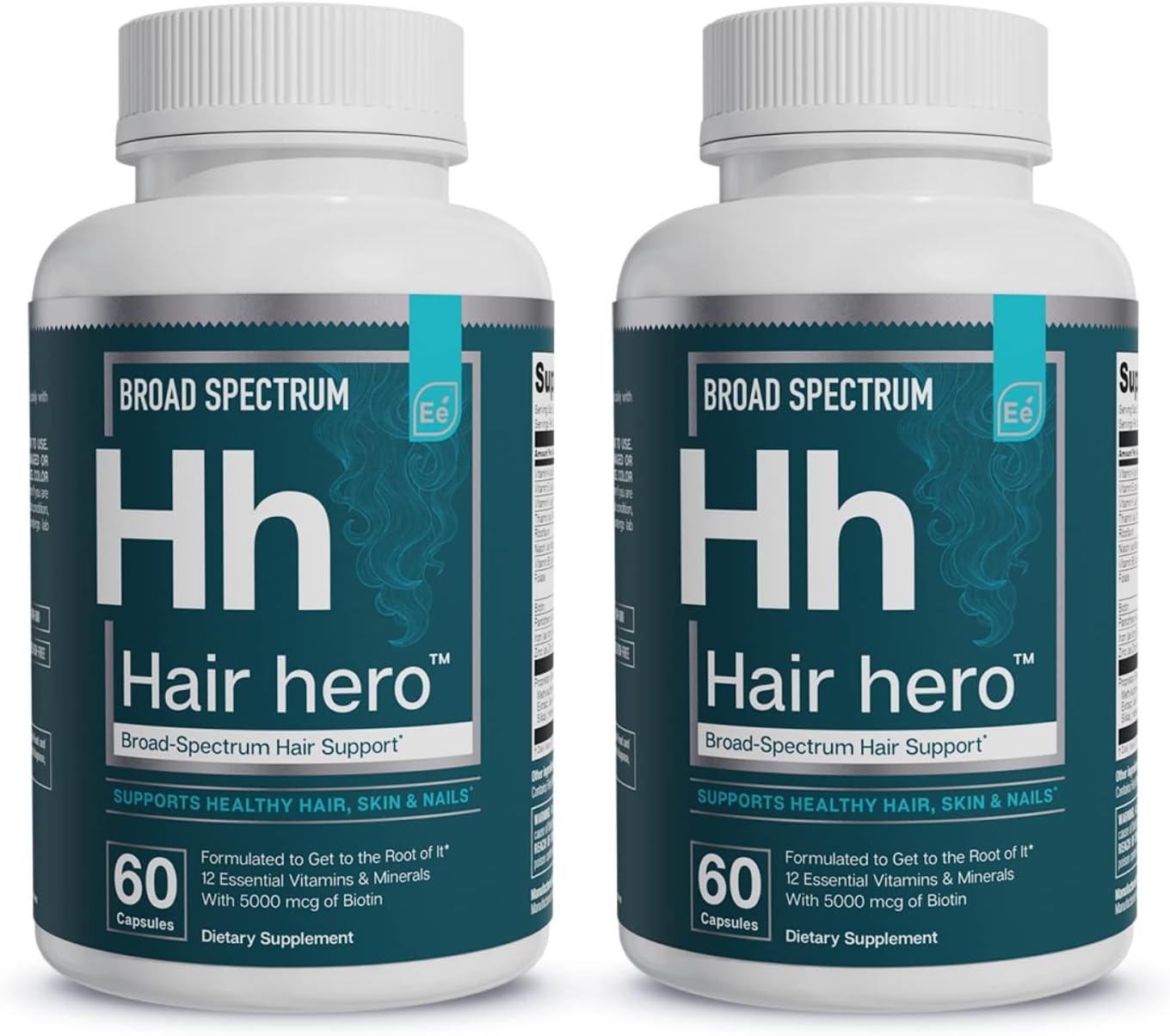 Hair Hero: Broad-Spectrum Formula for Healthy Hair, Skin, and Nails - 5000 mcg Biotin - 30 Day Supply (2-Pack)