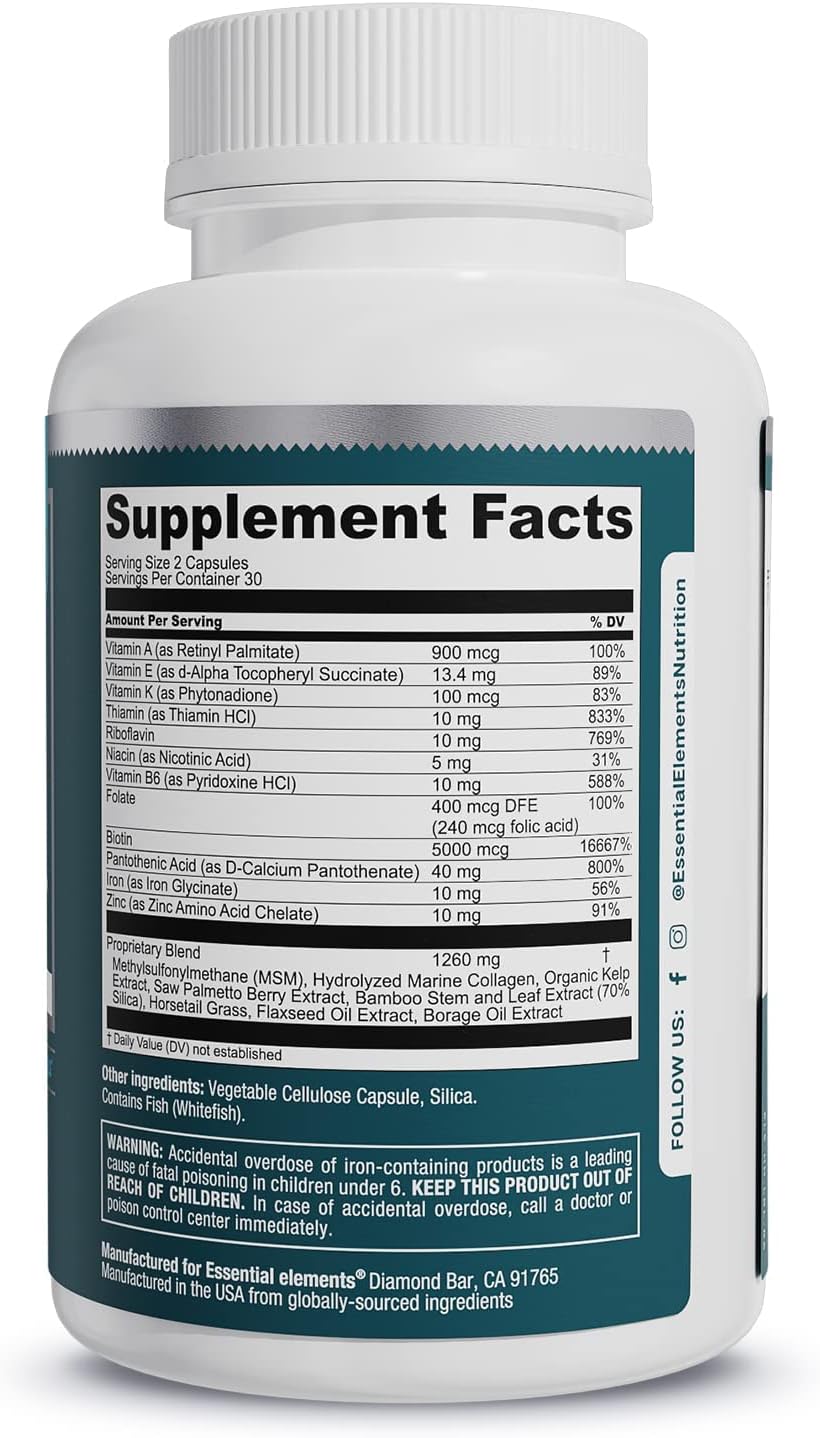Hair Hero: Broad-Spectrum Formula for Healthy Hair, Skin, and Nails - 5000 mcg Biotin - 30 Day Supply (2-Pack)