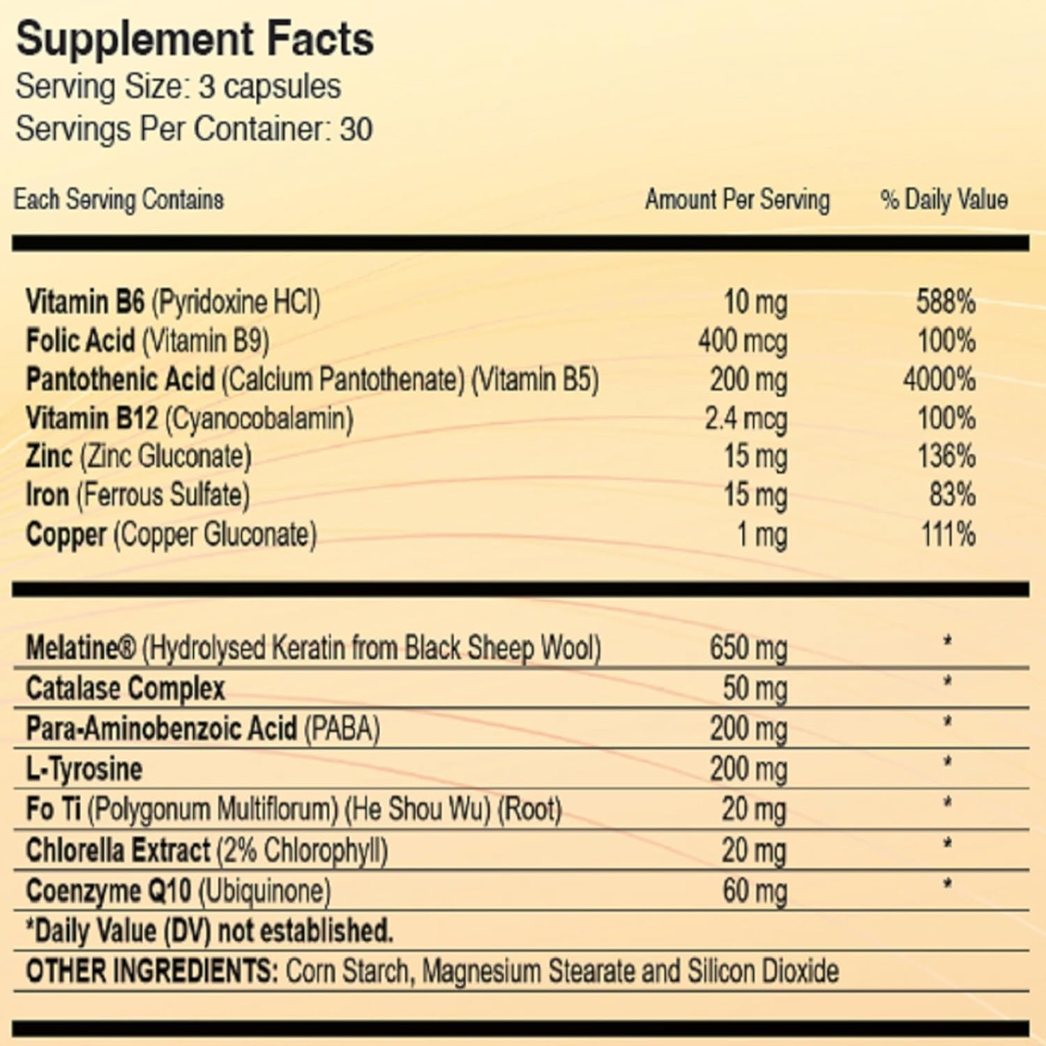 Hair Melanin Boosting Supplement for Men & Women - Melatine, Catalase, PABA, L-Tyrosine, He Shou Wu, Chlorella, CoQ10, Folic Acid, Pantothenic Acid | Anti Grey Hair Formula by REGENSIFY