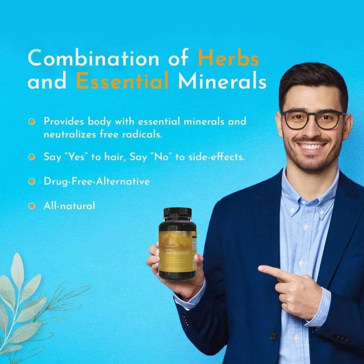 Hair ReGrowth Vitamins for Men - DHT Blocker Supplement with Saw Palmetto, Nettle, Green Tea, Pygeum Bark, Pumpkin Seed - Gluten-Free Formula - 60 Count