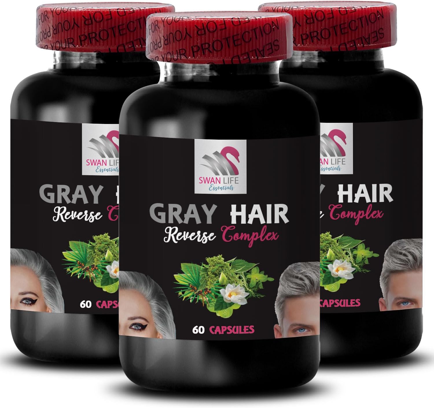 Hair Rejuvenation Complex with Biotin for Gray Hair Reverse - Youthful Tone Formula with Natural Ingredients - 180 Capsules