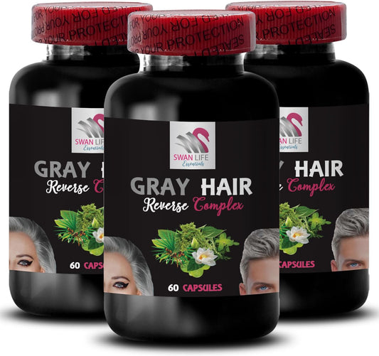 Hair Rejuvenation Complex with Biotin for Gray Hair Reverse - Youthful Tone Formula with Natural Ingredients - 180 Capsules