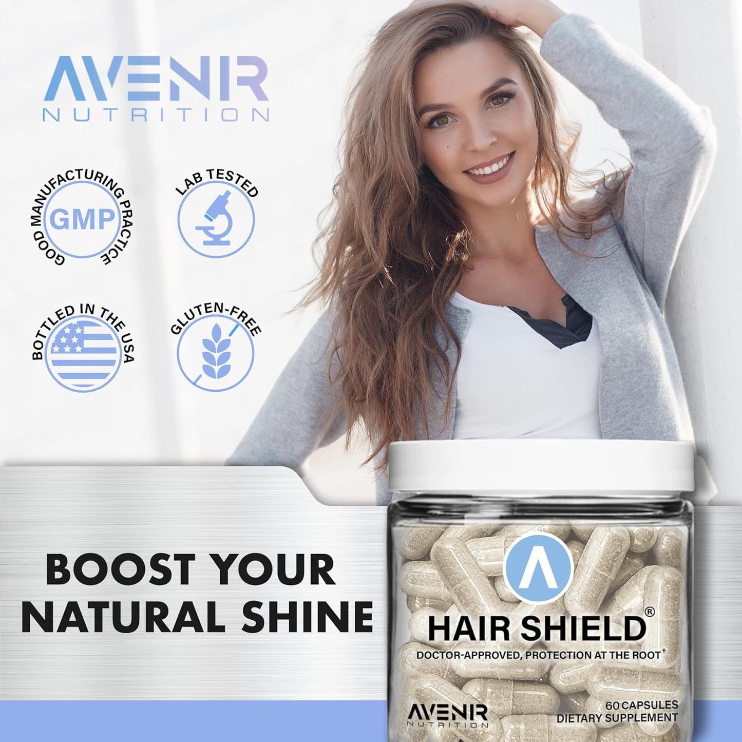 Hair Shield: Hair Growth & Nail Strength Vitamins with Biotin, Calcium, & Zinc - 60 Capsules for Women & Men