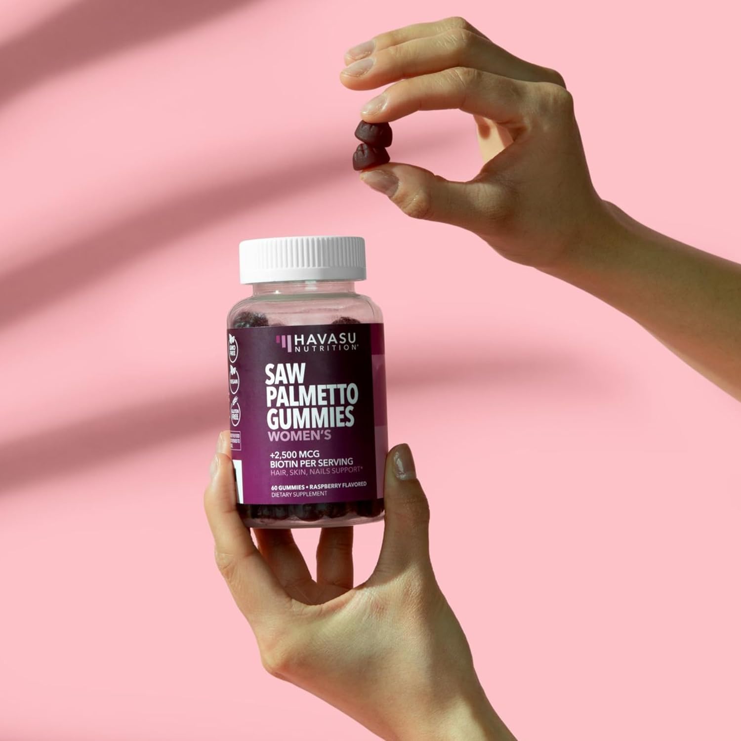 Hair, Skin, and Nail Health Gummies for Women with Saw Palmetto and Biotin - DHT Blocker - 120 Count - Vegan and Non-GMO - 2 Month Supply