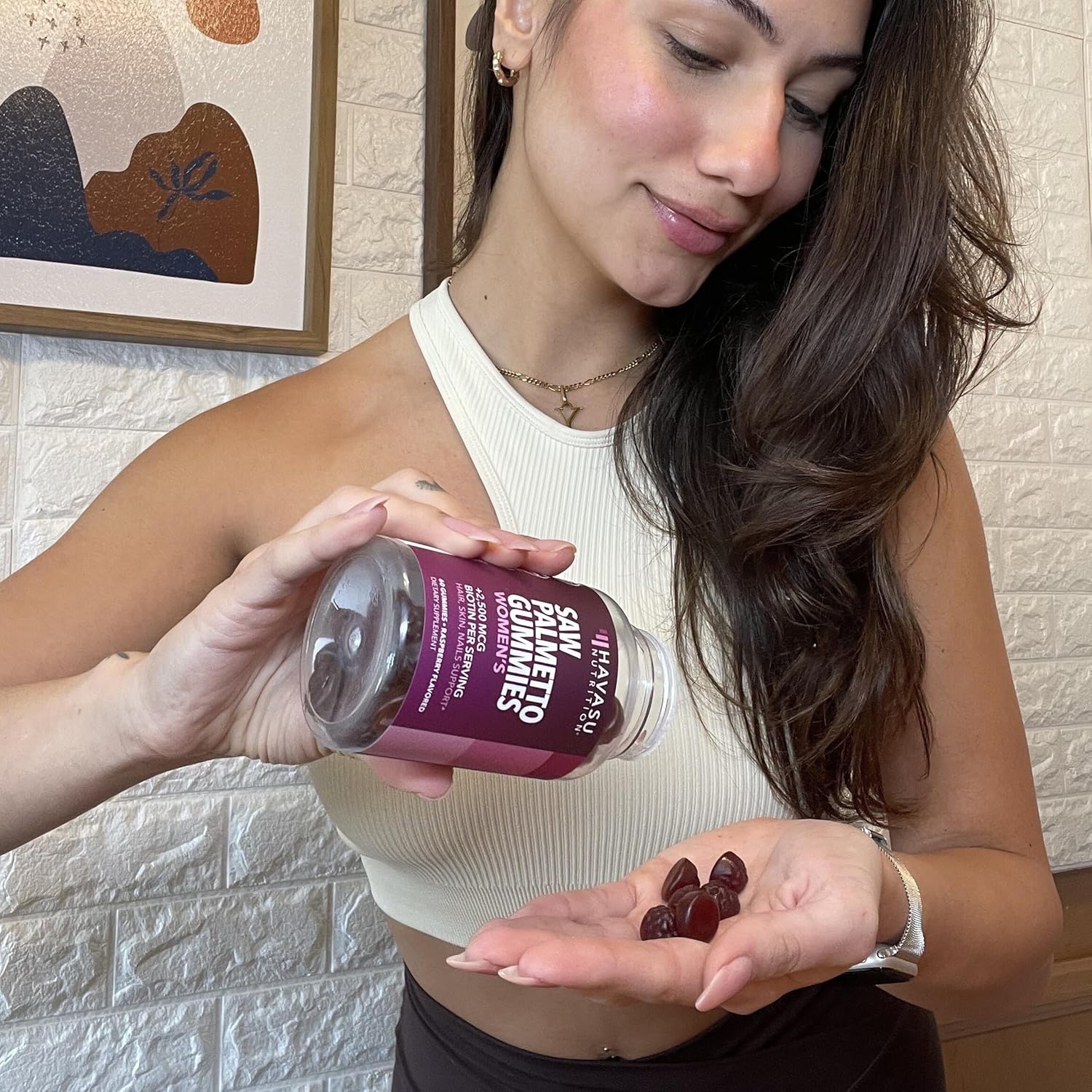 Hair, Skin, and Nail Health Gummies for Women with Saw Palmetto and Biotin - DHT Blocker - 120 Count - Vegan and Non-GMO - 2 Month Supply