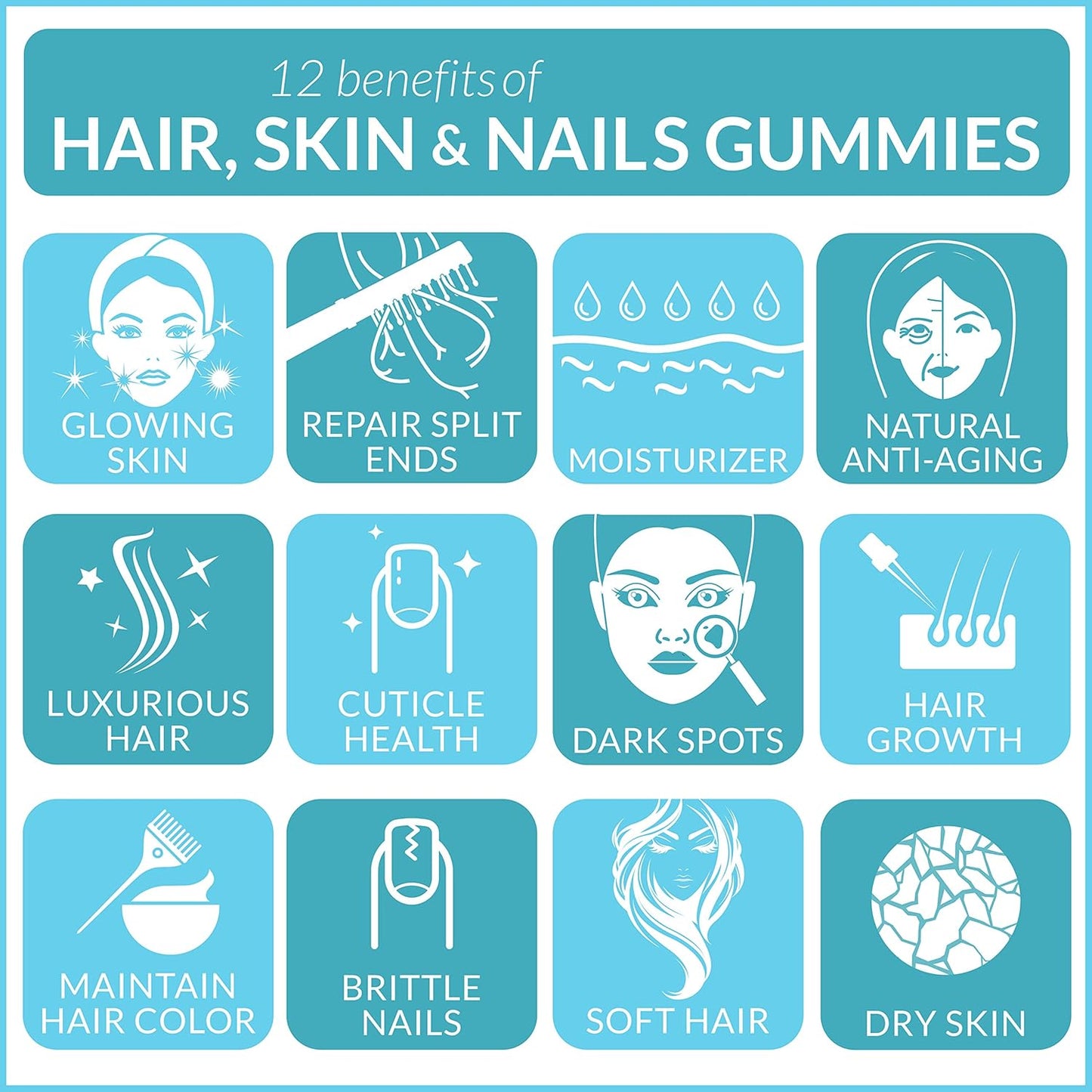 Hair Skin and Nails Gummies with 5,000mcg Biotin - Gummy DHT Blocker for Hair Growth, Loss, and Regrowth - Thinning Hair Pills for Men and Women - 100 Gummies