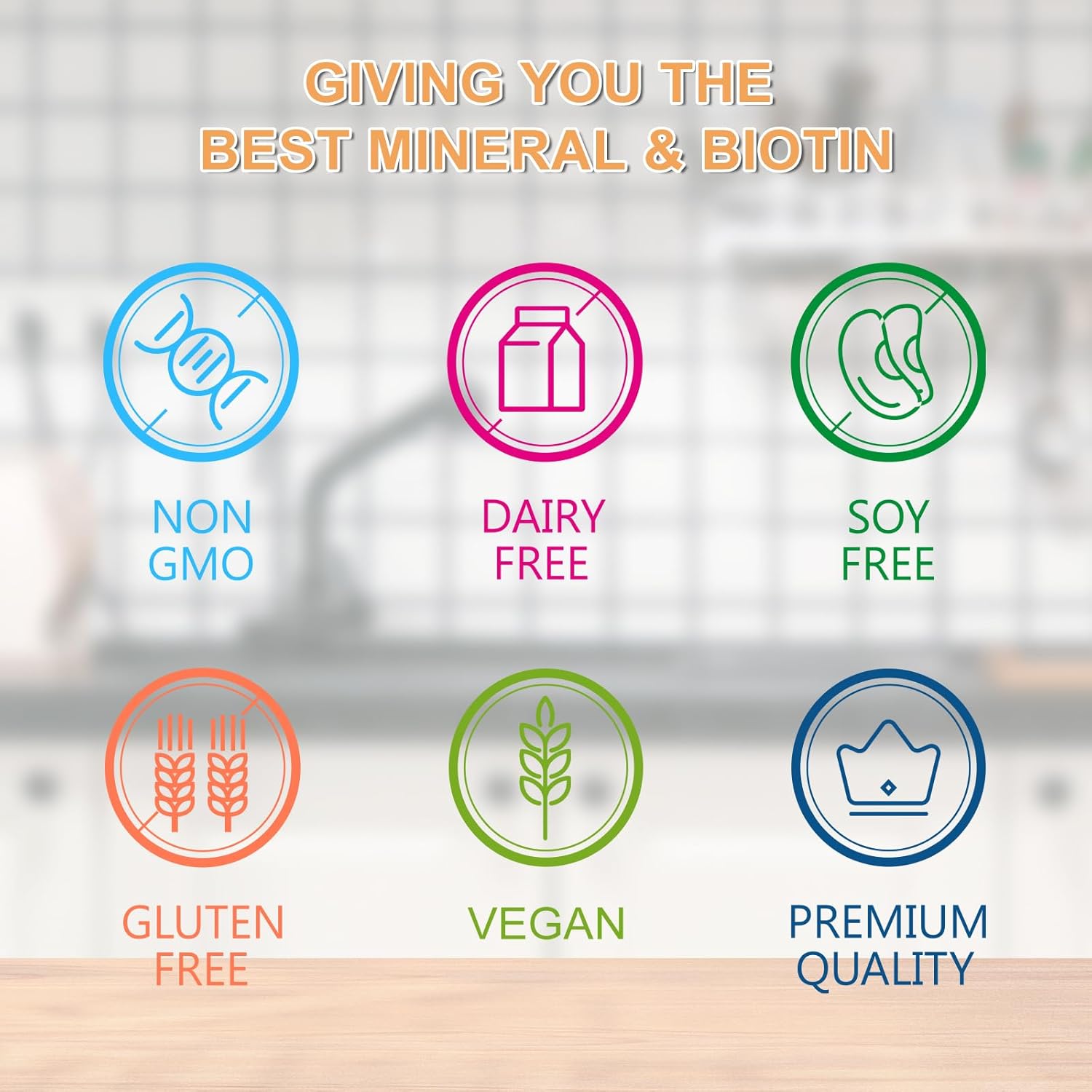 Hair Skin and Nails Multi-Vitamin with Biotin for Men & Women - 100 Tablets Free of Gluten, Dairy, and Soy