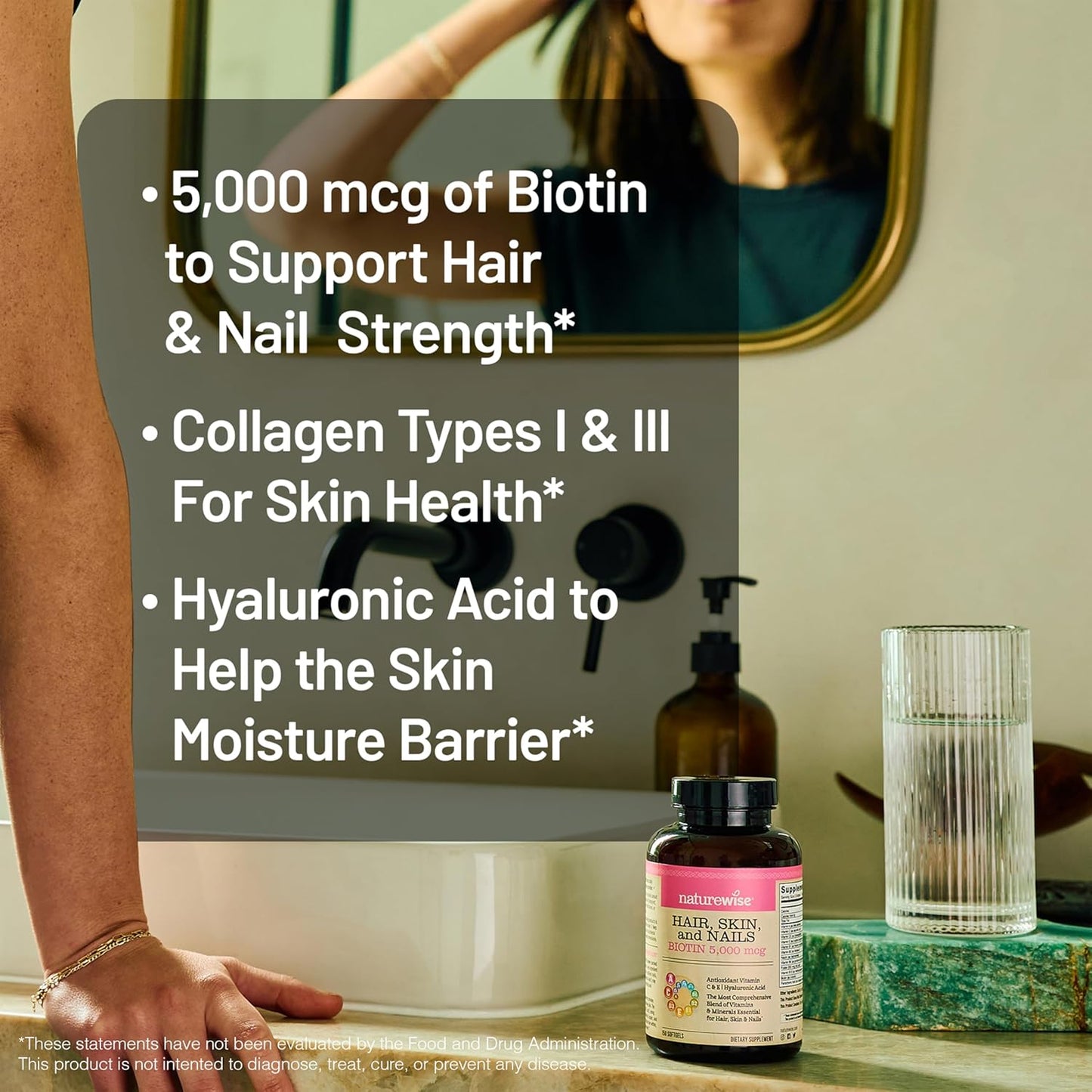 Hair Skin and Nails Supplement for Women - Biotin 5000mcg with Hyaluronic Acid, Collagen, Vitamin C, B Complex, D3, A, E, Iron - Non-GMO, Gluten Free - 150 Softgels for 50 Days