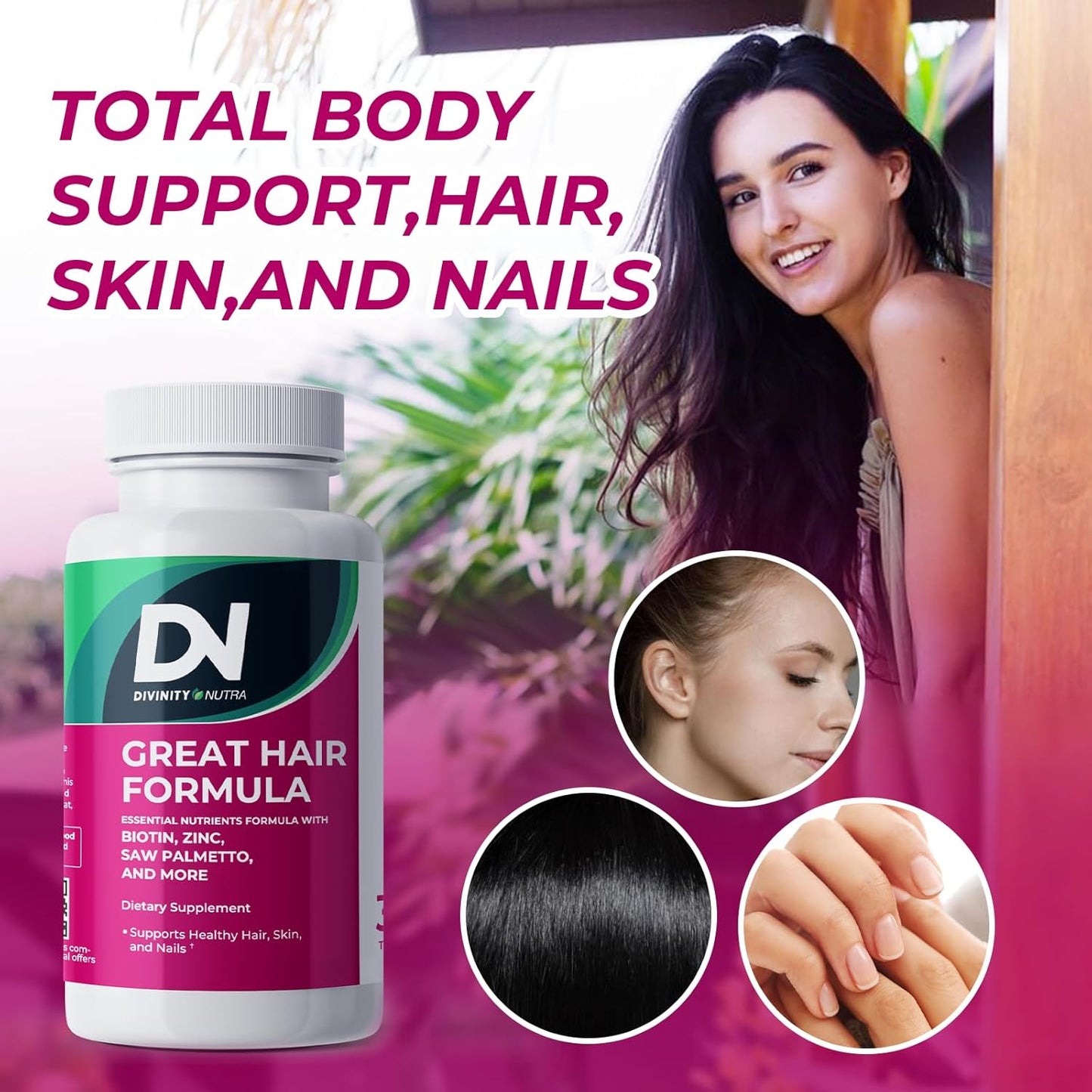 Hair Skin and Nails Vitamins with Biotin for Faster Hair Growth - 30 Tablets - Made in USA
