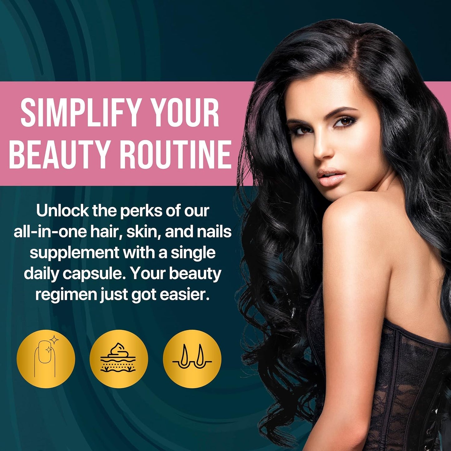 Hair, Skin, and Nails Vitamins with Biotin for Women and Men - Supports Hair Growth, Strong Nails, Healthy Skin - 1 Month Supply of Extra Strength 78,1119mcg Formula for Ages 18+