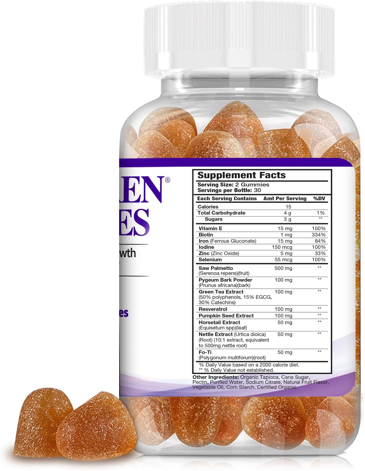 HairGenics Atrafen Propidren DHT Blocker Gummies - Stop Hair Loss & Regrow Hair - 60 Count, 1 Month Supply