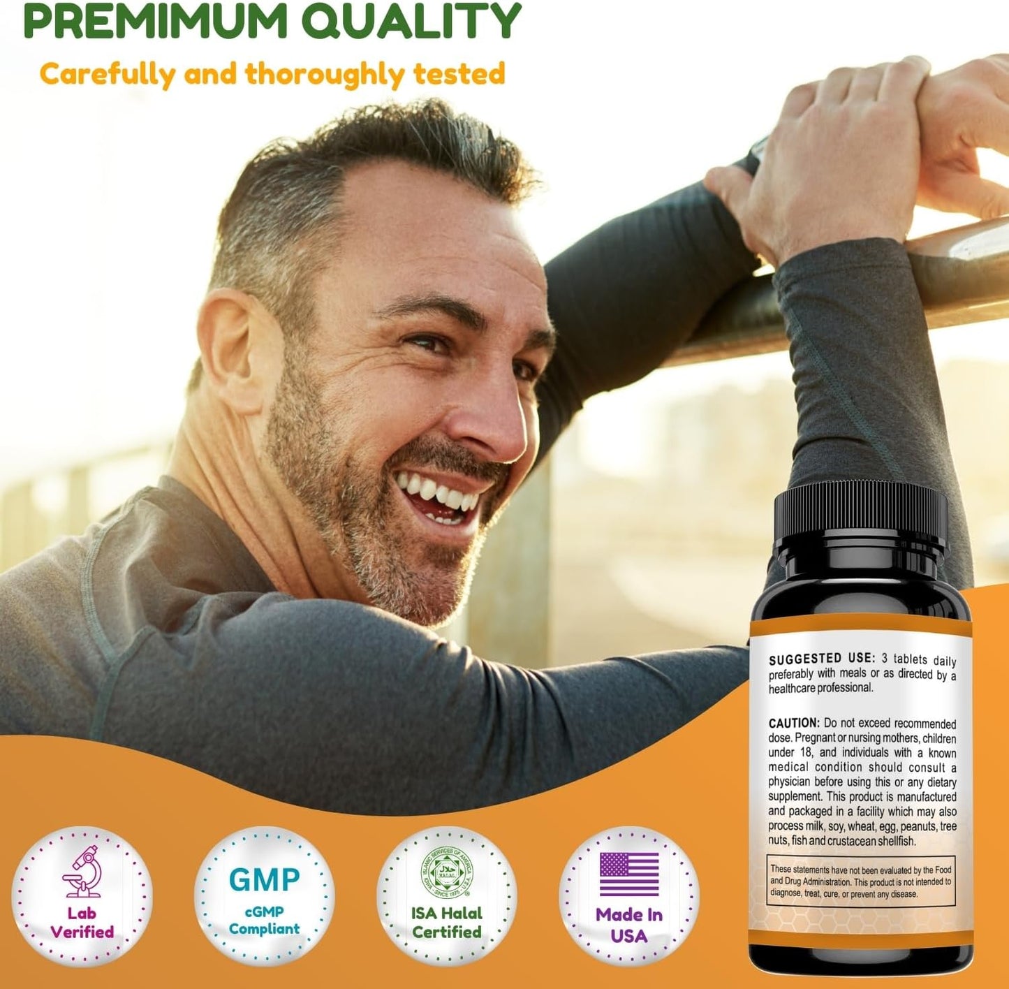 Halal Calcium Magnesium Supplement with Vitamin D3 | 1,000mg Calcium, 500mg Magnesium | 30 Servings | Non-GMO | Bone & Muscle Support