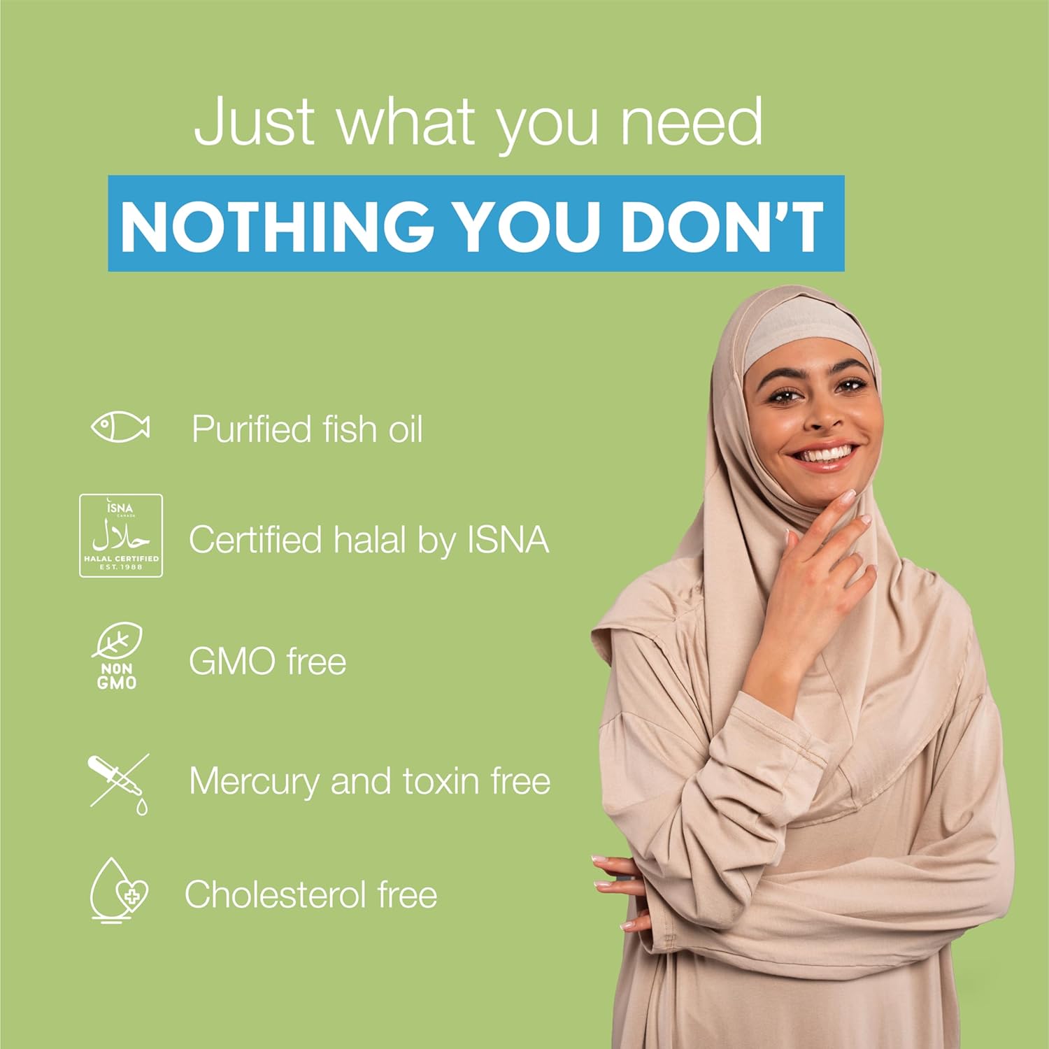 Halal Fish Oil Capsules with Ultra Omega 3 for Heart, Brain & Joint Support - Non-GMO & Gluten Free (120 Count)