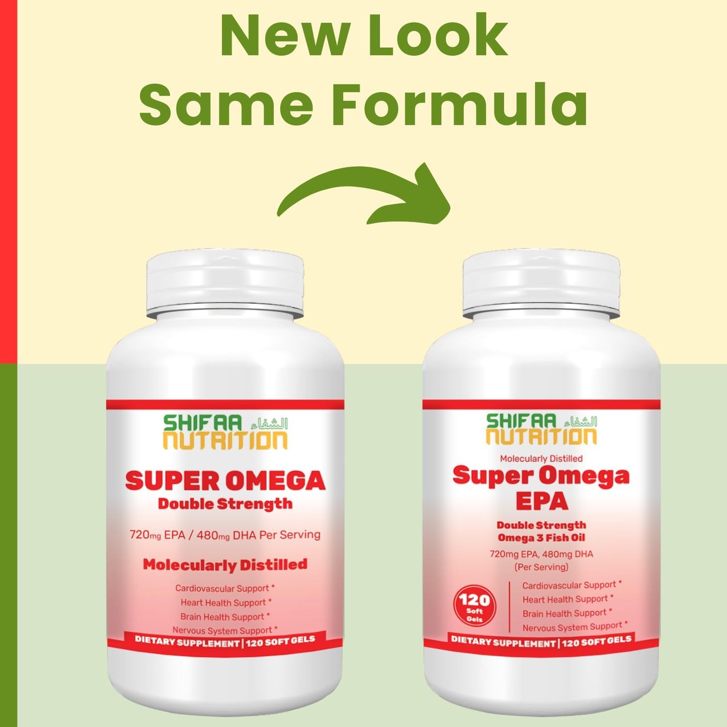 Halal Omega 3 Fish Oil Softgels - Double Strength, 120 Ct - Wild Caught, Non-GMO & Purified Fish Oil Supplement