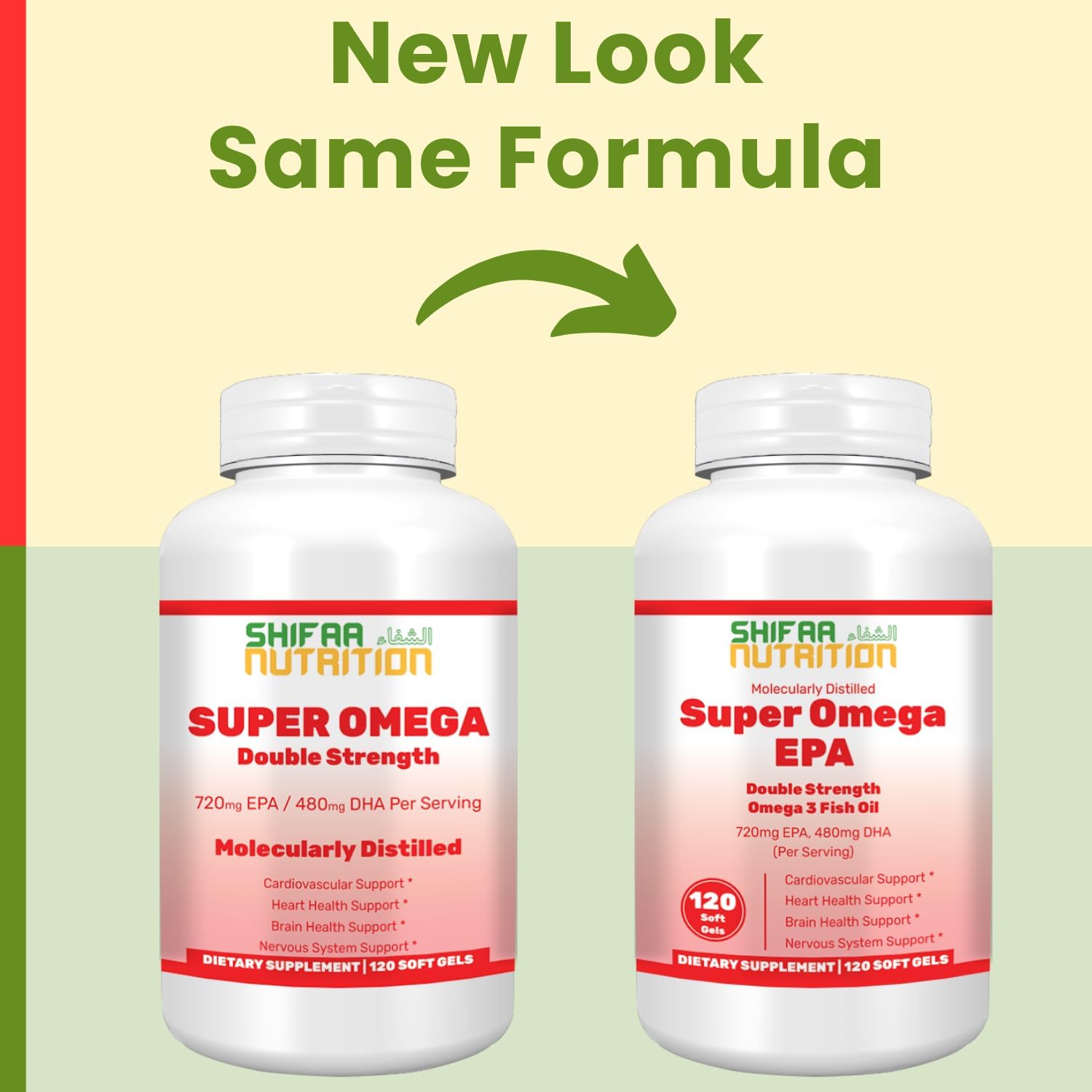 Halal Omega 3 Fish Oil Softgels - Double Strength, 120 Ct - Wild Caught, Non-GMO & Purified Fish Oil Supplement