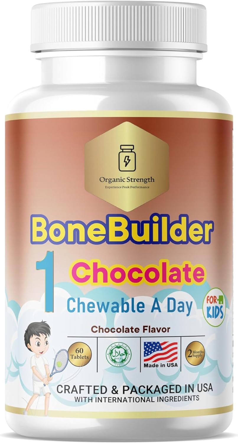 Halal Organic Strength Kids Bone Builder Chewables - Chocolate Flavor, 60 Servings, Ages 4-12