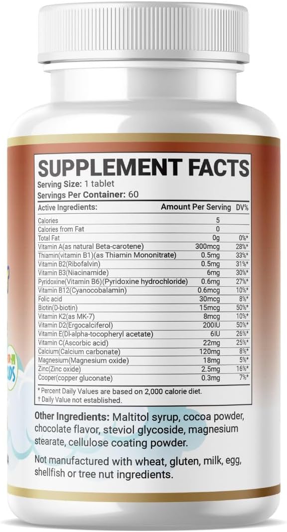 Halal Organic Strength Kids Bone Builder Chewables - Chocolate Flavor, 60 Servings, Ages 4-12