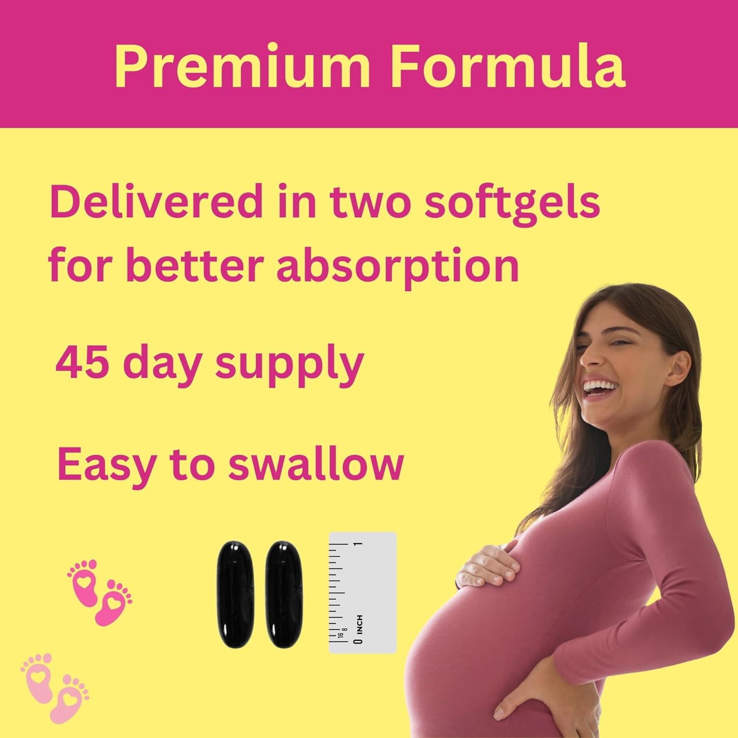 Halal Prenatal Vitamins with DHA, Folic Acid & Iron - Essential Pregnancy Multivitamin - 17 Vitamins - 90 Softgels
