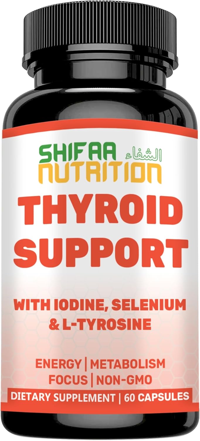 Halal Thyroid Support Supplement with B12, Iodine, and Selenium for Energy, Metabolism, and Focus - 30 Servings