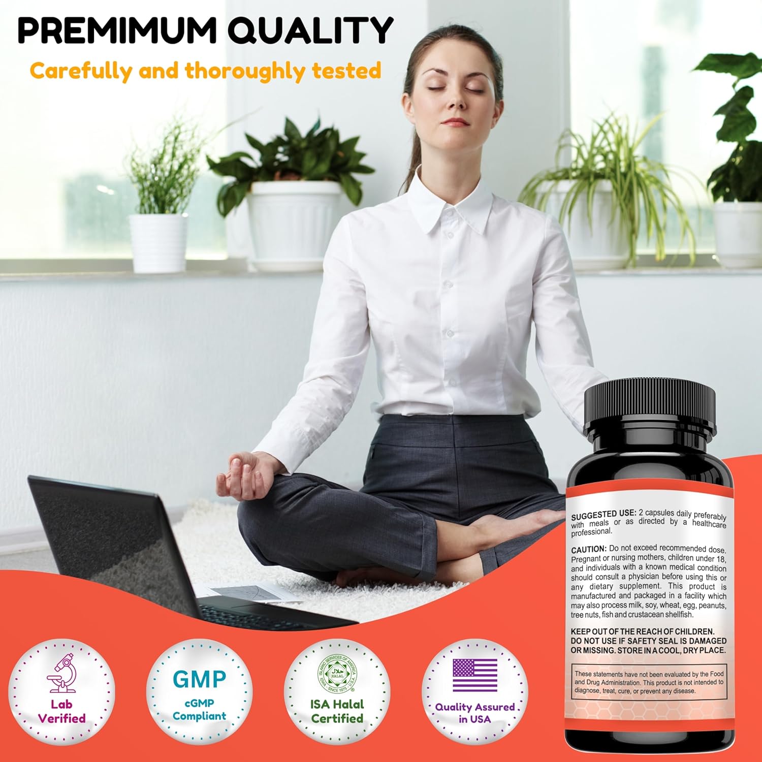 Halal Thyroid Support Supplement with B12, Iodine, and Selenium for Energy, Metabolism, and Focus - 30 Servings