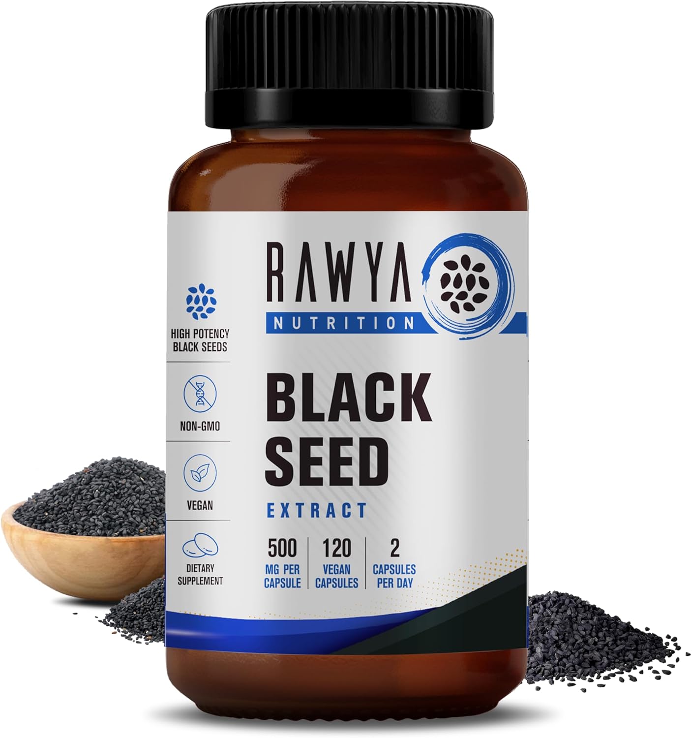 Halal Vegan Black Seed Extract Capsules - 500mg Nigella Sativa Powder for Wellness, Flexibility, Radiant Skin - Pure & Natural Supplement - 120 Caps