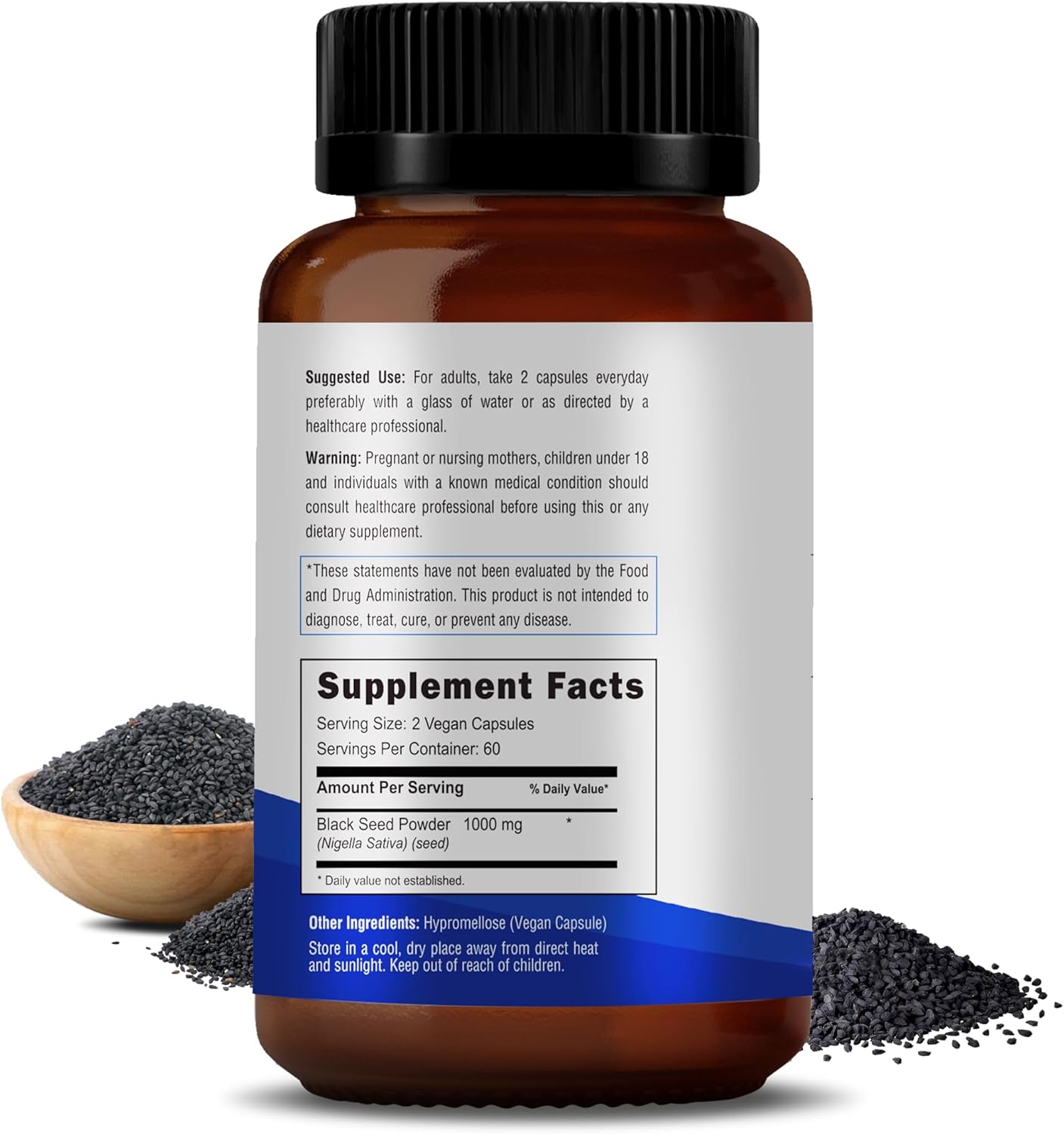 Halal Vegan Black Seed Extract Capsules - 500mg Nigella Sativa Powder for Wellness, Flexibility, Radiant Skin - Pure & Natural Supplement - 120 Caps